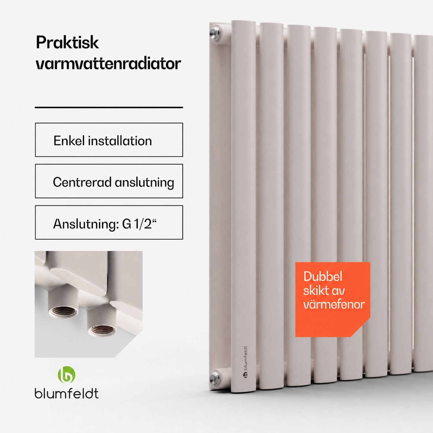 Tallheo 100 x 60 radiator, rörradiator, 1445 W, varmvatten, 1/2 60 x 100 cm | dubbel rad | Sand