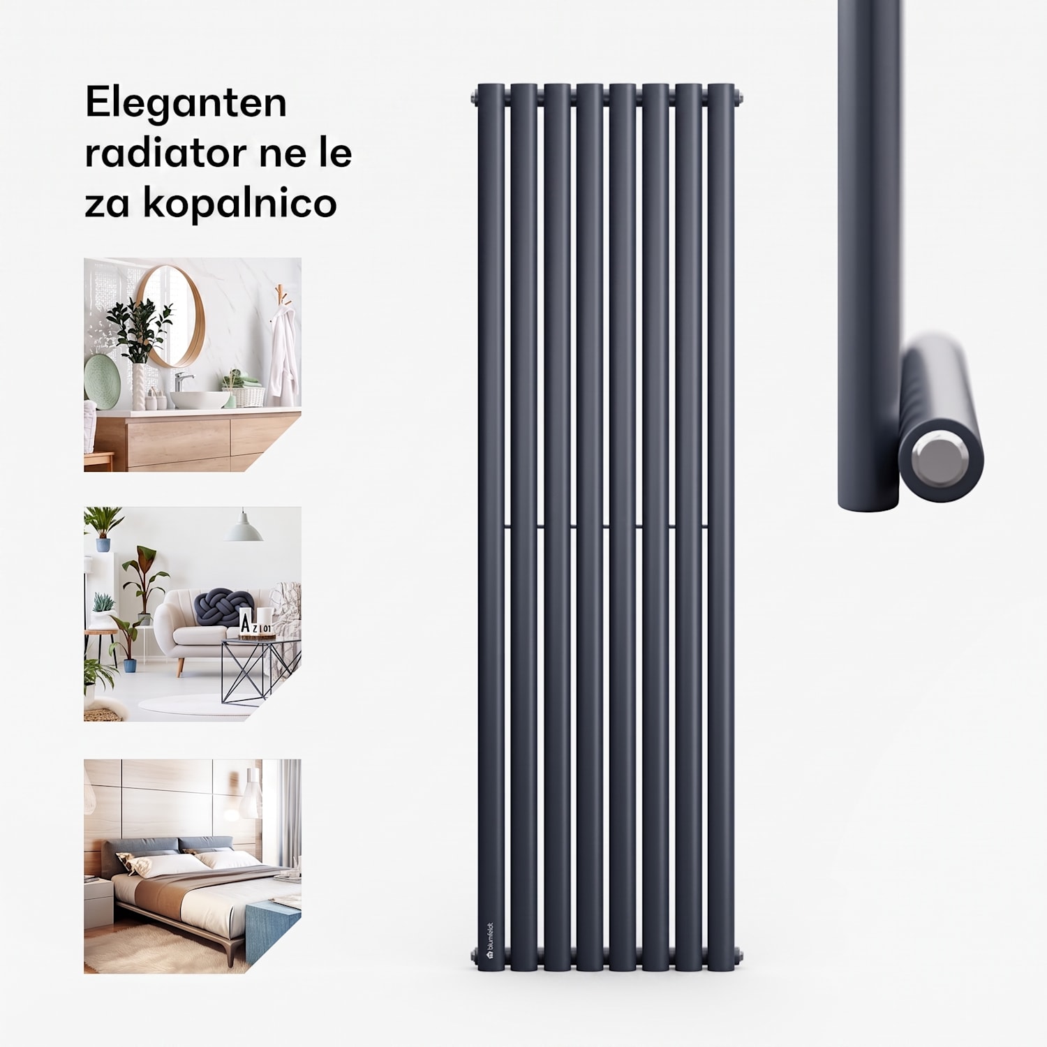 Tallheo, 47 x 160, radiator, cevasti radiator, 728 W, topla voda, 1/2 160 x 47 cm | ena vrstica | Antracit