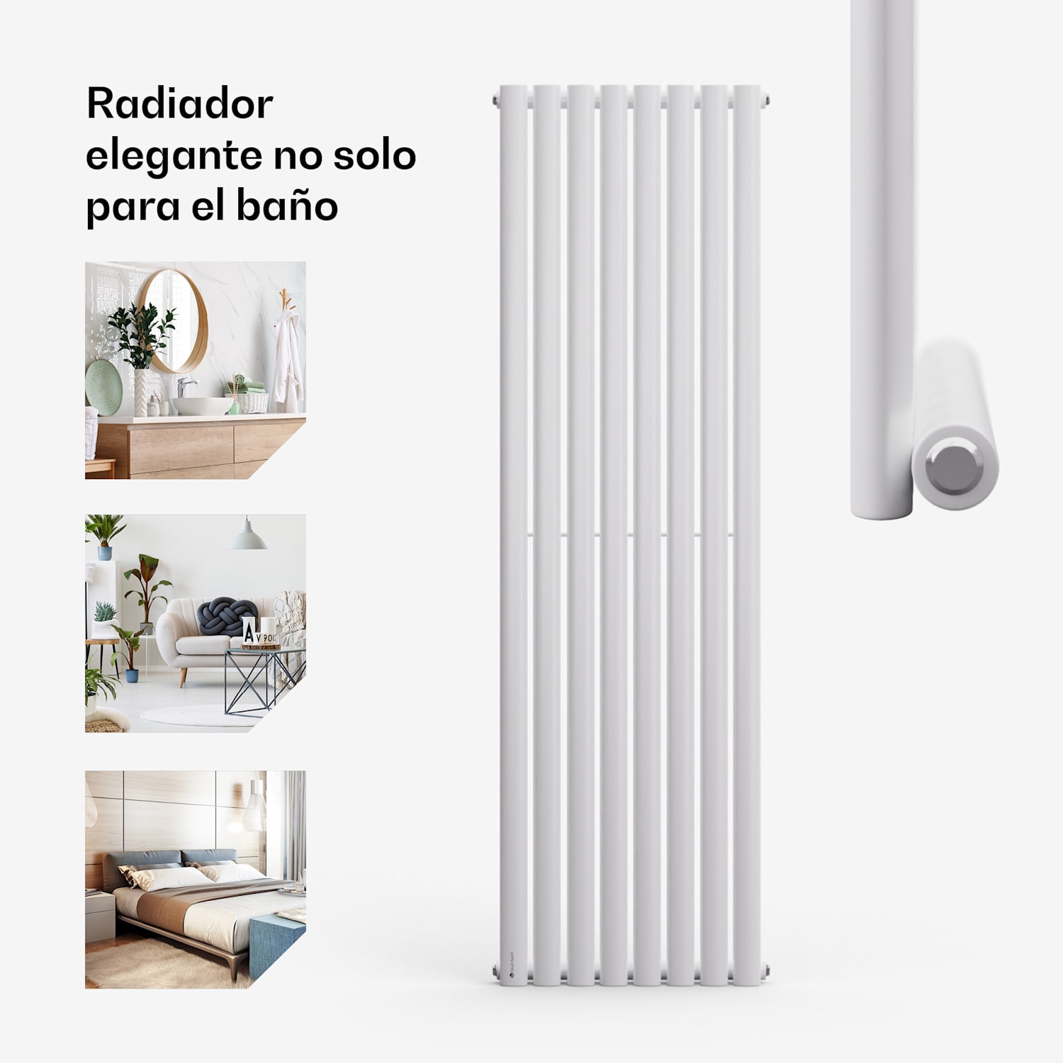 Tallheo 47 x 160 Radiador de baño Radiador tubular 728 W Agua caliente 1/2 160 x 47 cm | una sola fila | Blanco