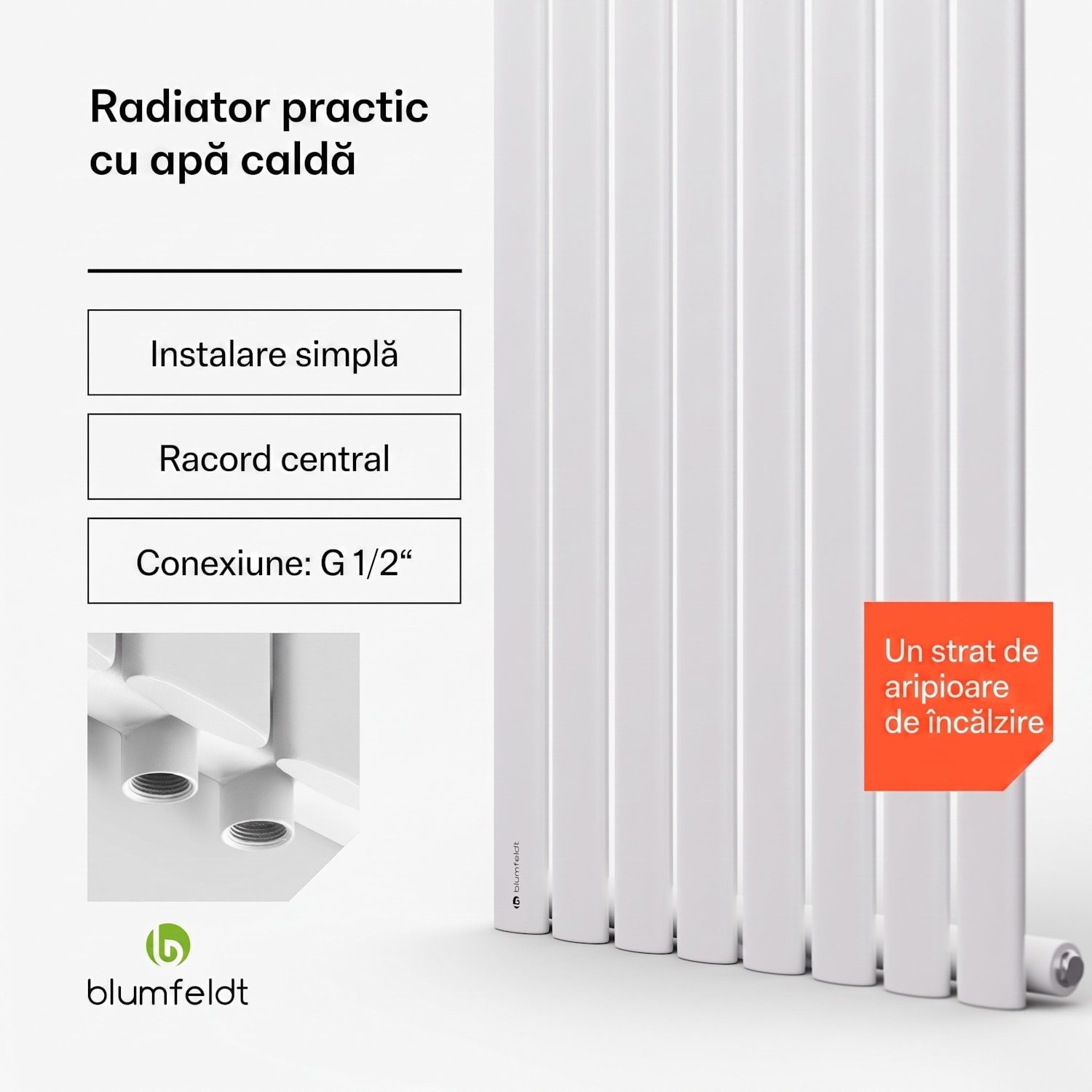 Tallheo, 47 x 160, radiator, radiator tubular, 728 W, apă caldă, 1/2 160 x 47 cm | o linie | Alb