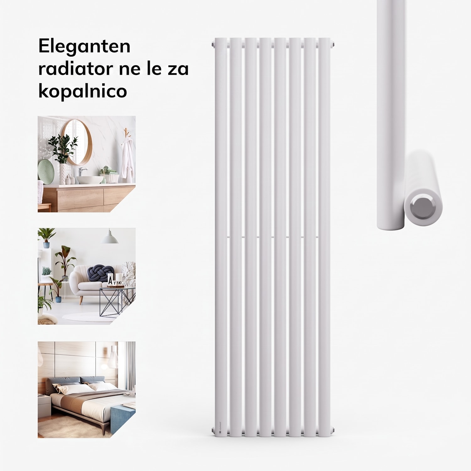 Tallheo, 47 x 160, radiator, cevasti radiator, 728 W, topla voda, 1/2 160 x 47 cm | ena vrstica | Bela