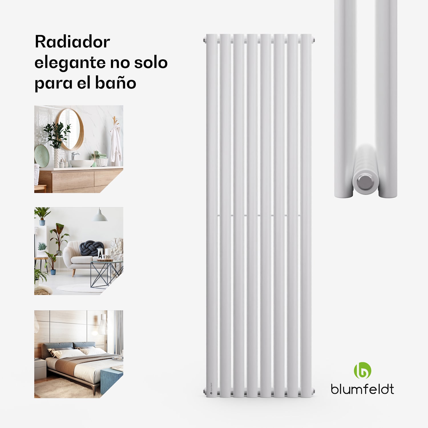 Tallheo 47 x 160 Radiador de baño Radiador tubular 1472 W Agua caliente 1/2 160 x 47 cm | doble fila | Blanco