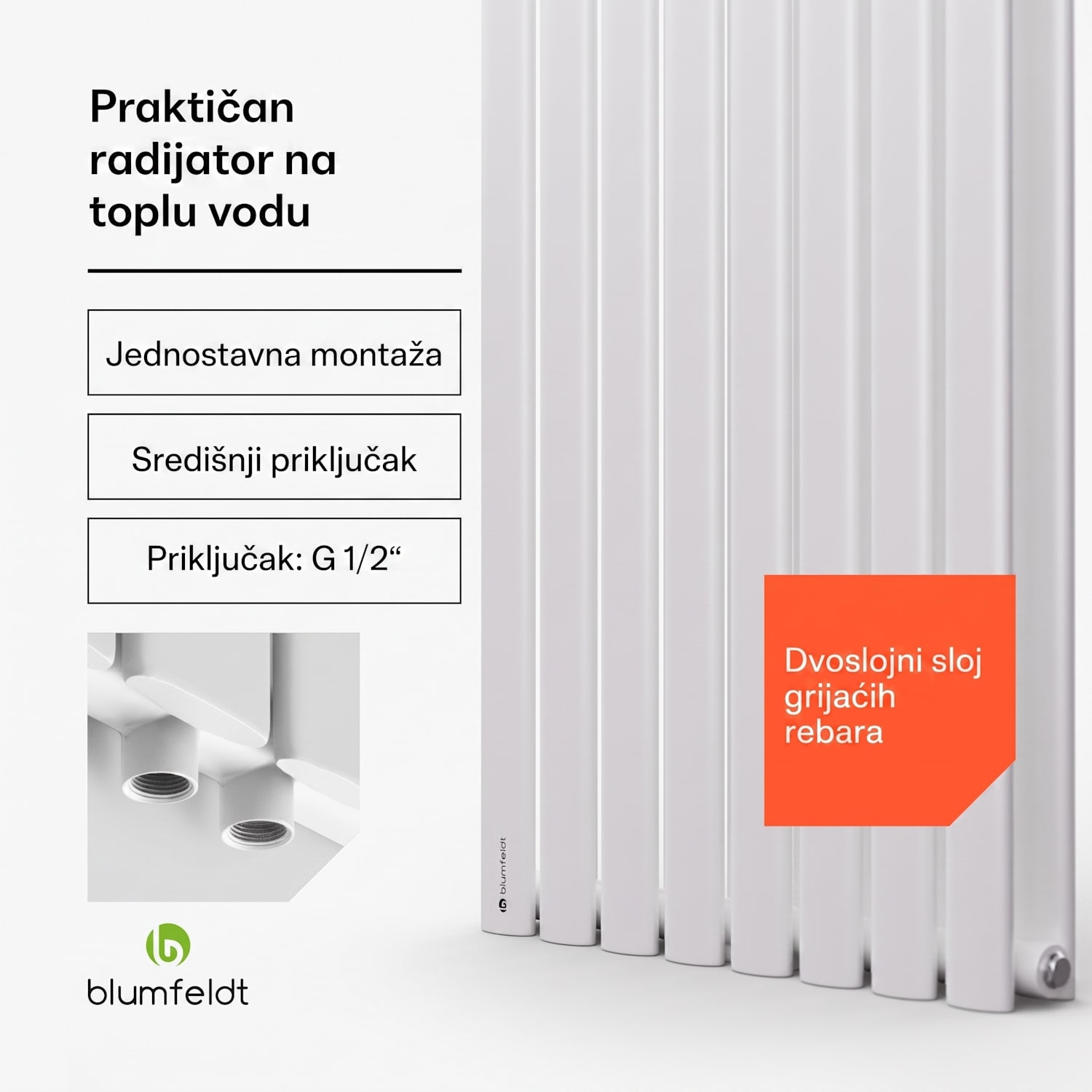 Tallheo, 47 x 160, radijator, kupaonski radijator, cijevni radijator, 1472 W, topla voda, 1/2 160 x 47 cm | dvostruka linija | Bijela