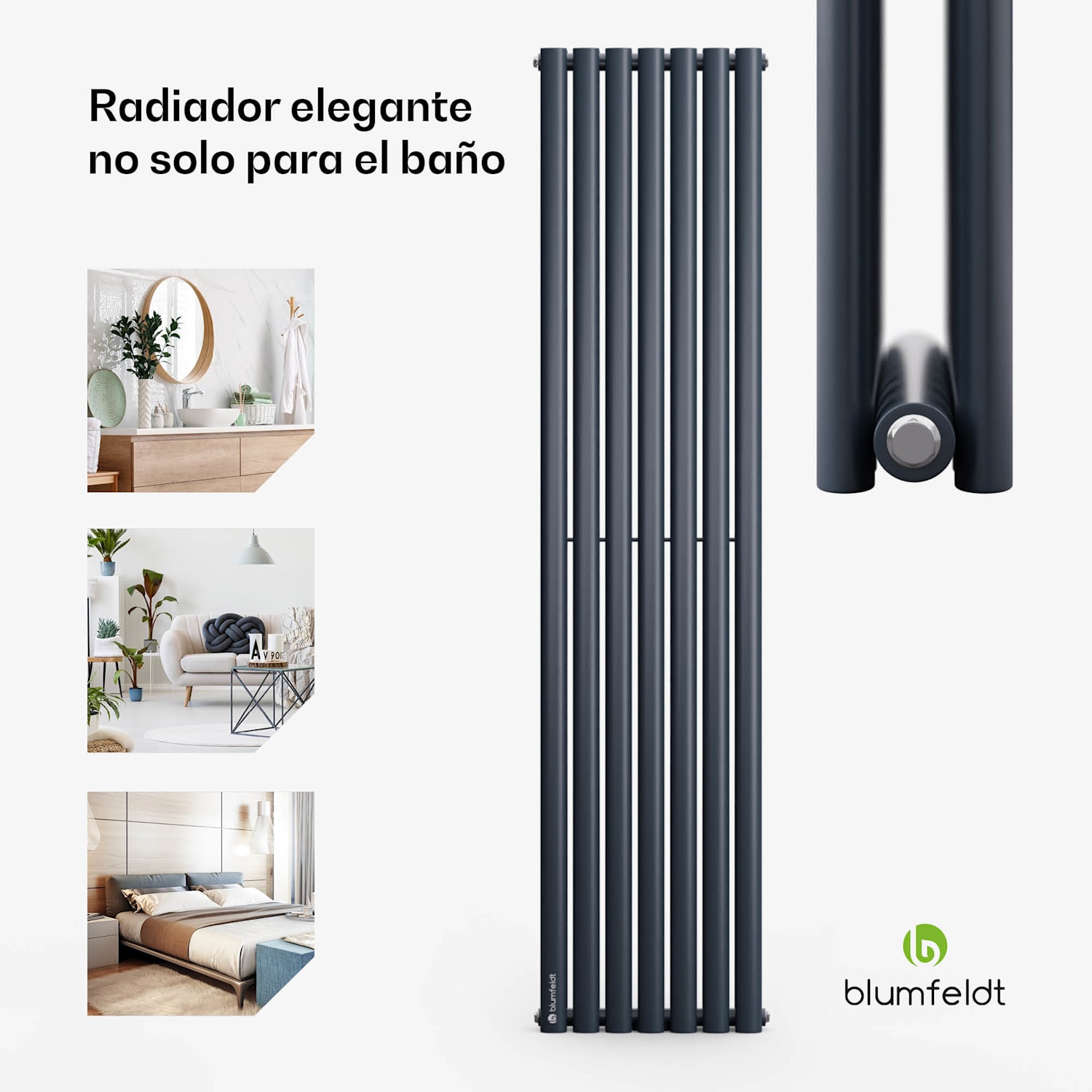 Tallheo 41 x 180 Radiador de baño Radiador tubular 691 W Agua caliente 1/2 