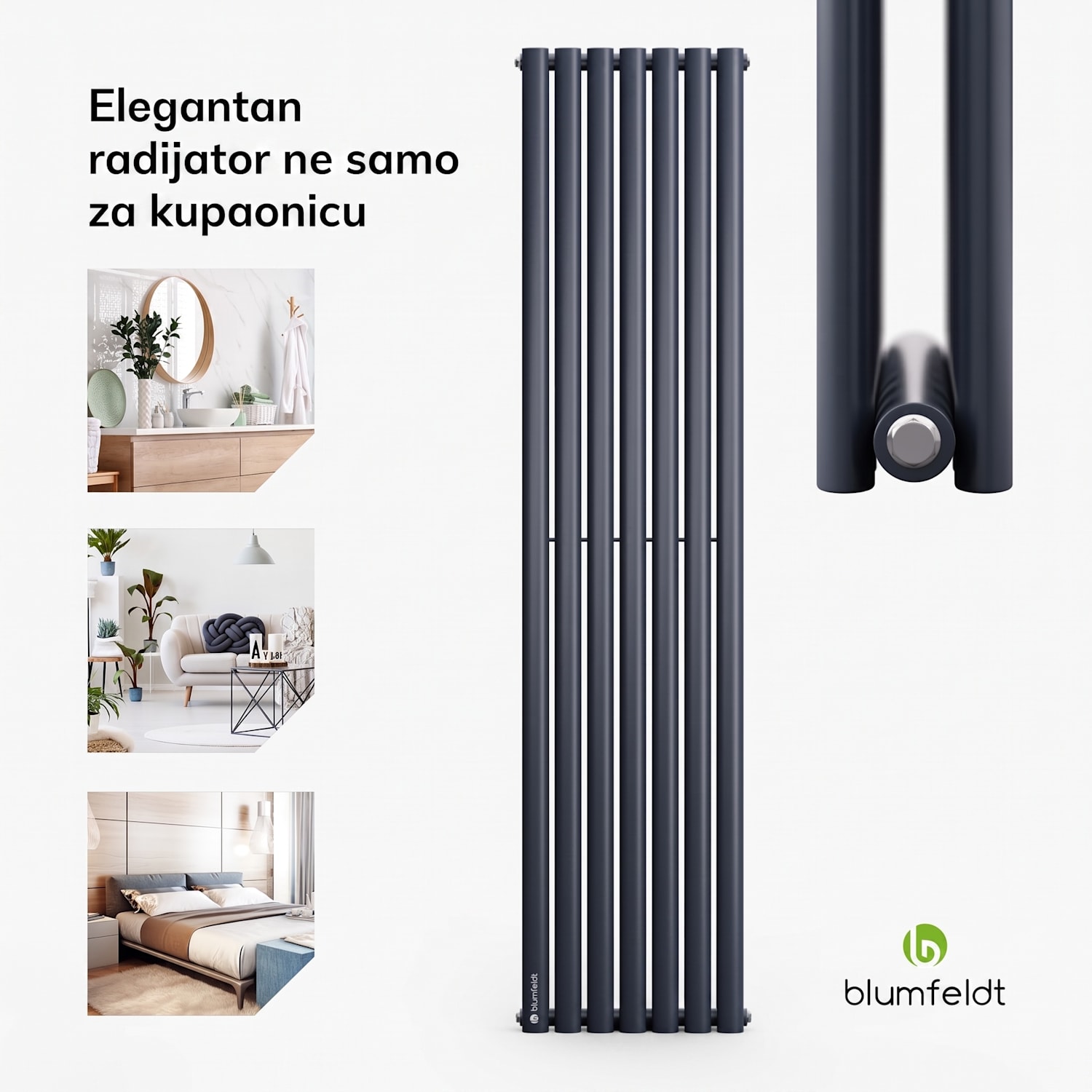Tallheo, 41 x 180, radijator, kupaonski radijator, cijevni radijator, 691 W, topla voda, 1/2 180 x 41 cm | jedna linija | Antracit