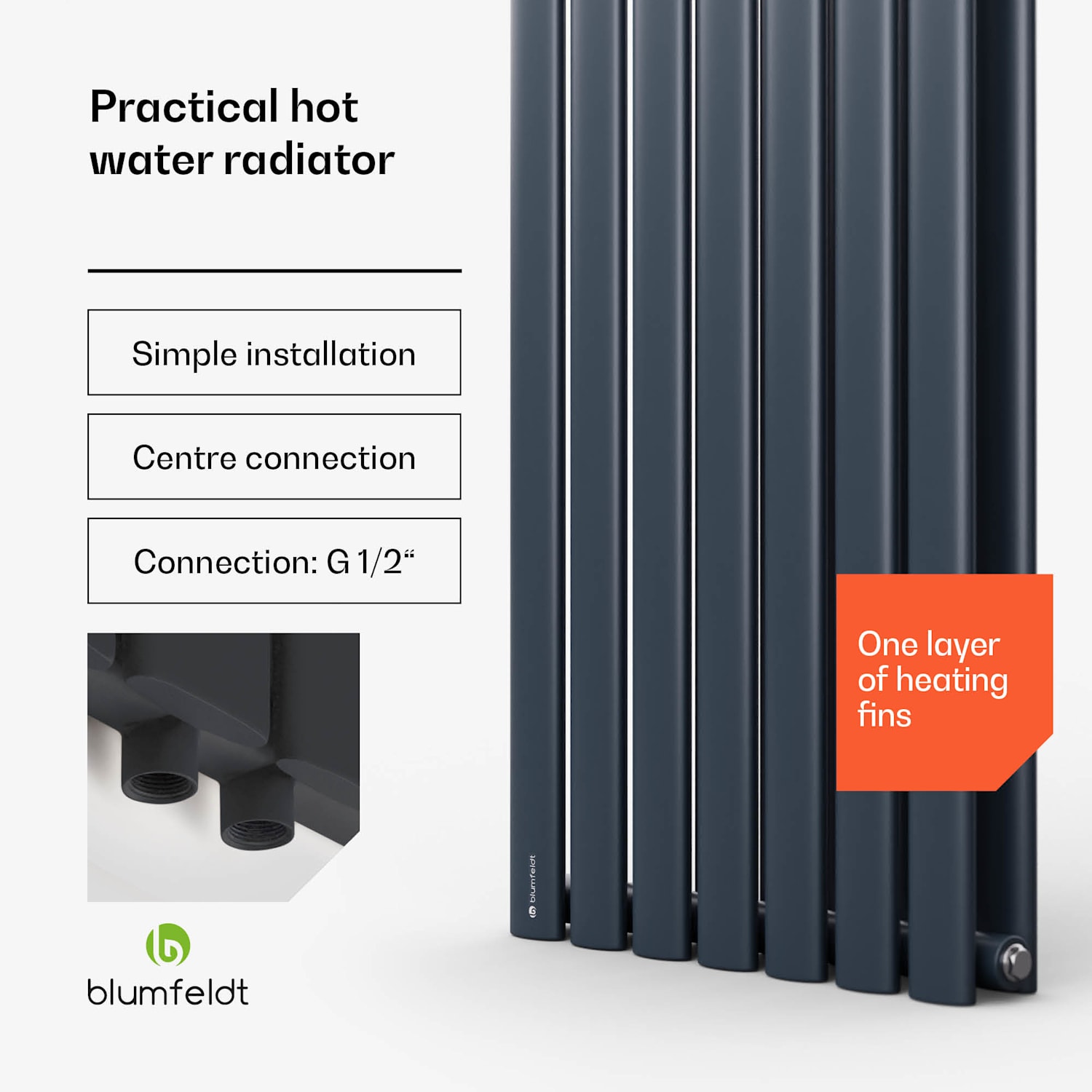 Tallheo 41 x 180 cm patteri kylpyhuonelämmitin putkilämmitin 691 W lämmin vesi 1/2 180 x 41 cm | yksi rivi | Antrasiitti