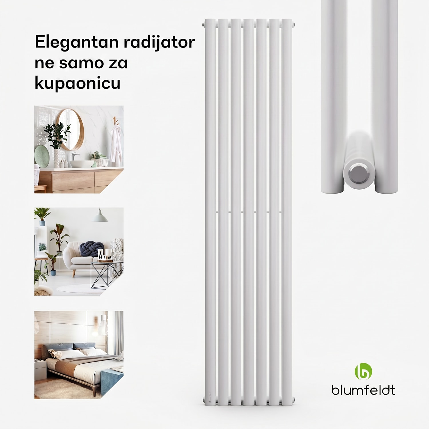 Tallheo, 41 x 180, radijator, kupaonski radijator, cijevni radijator, 691 W, topla voda, 1/2 180 x 41 cm | jedna linija | Bijela