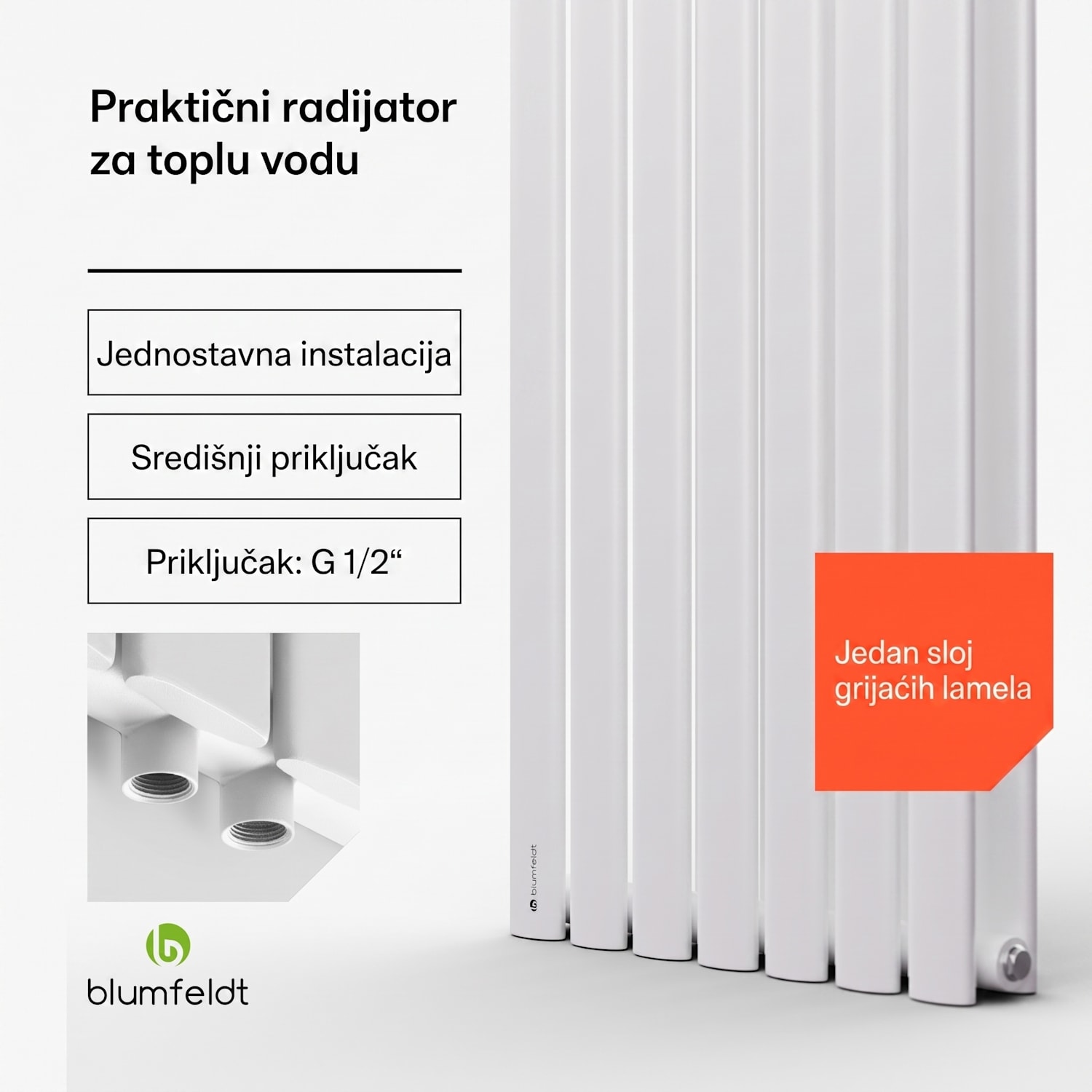 Tallheo, 41 x 180, radijator, kupaonski radijator, cijevni radijator, 691 W, topla voda, 1/2 180 x 41 cm | jedna linija | Bijela