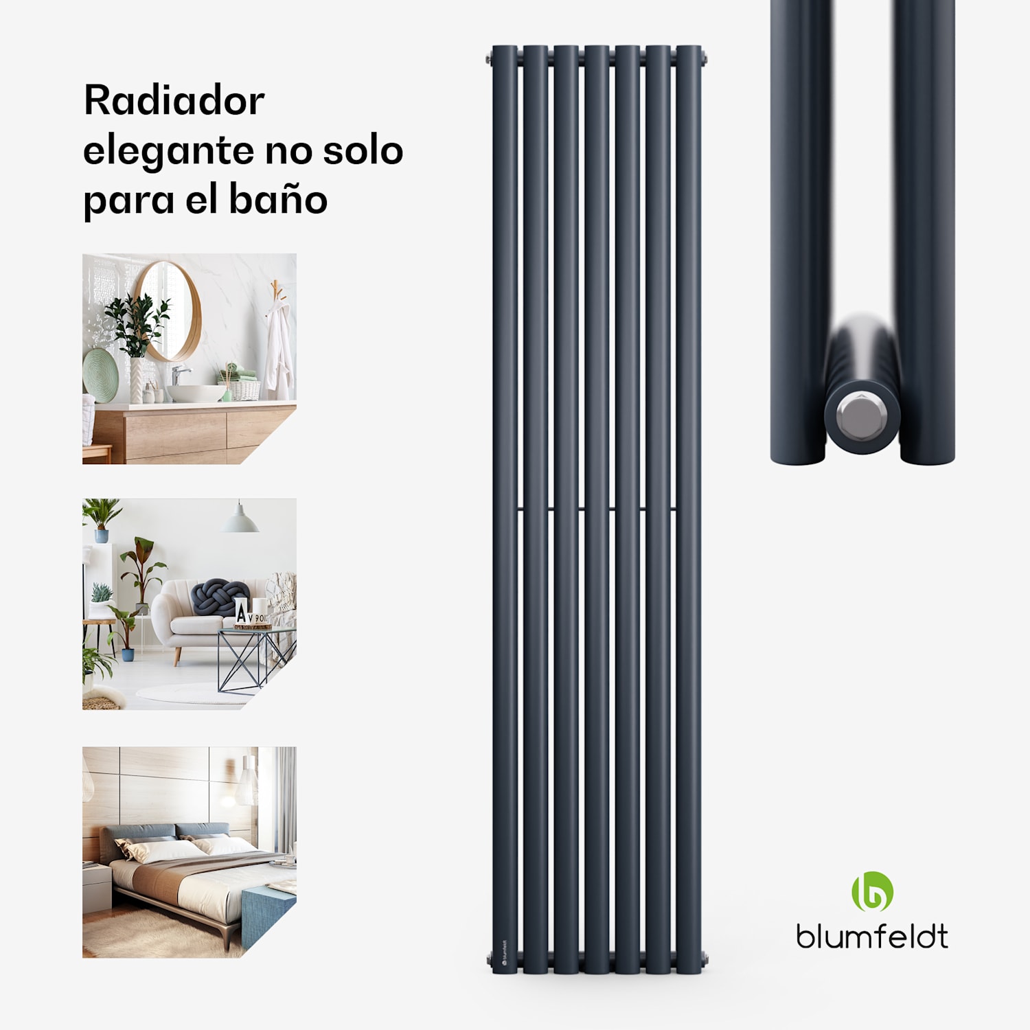 Tallheo 41 x 180 Radiador de baño Radiador tubular 1435 W Agua caliente 1/2 180 x 41 cm | doble fila | Antracita