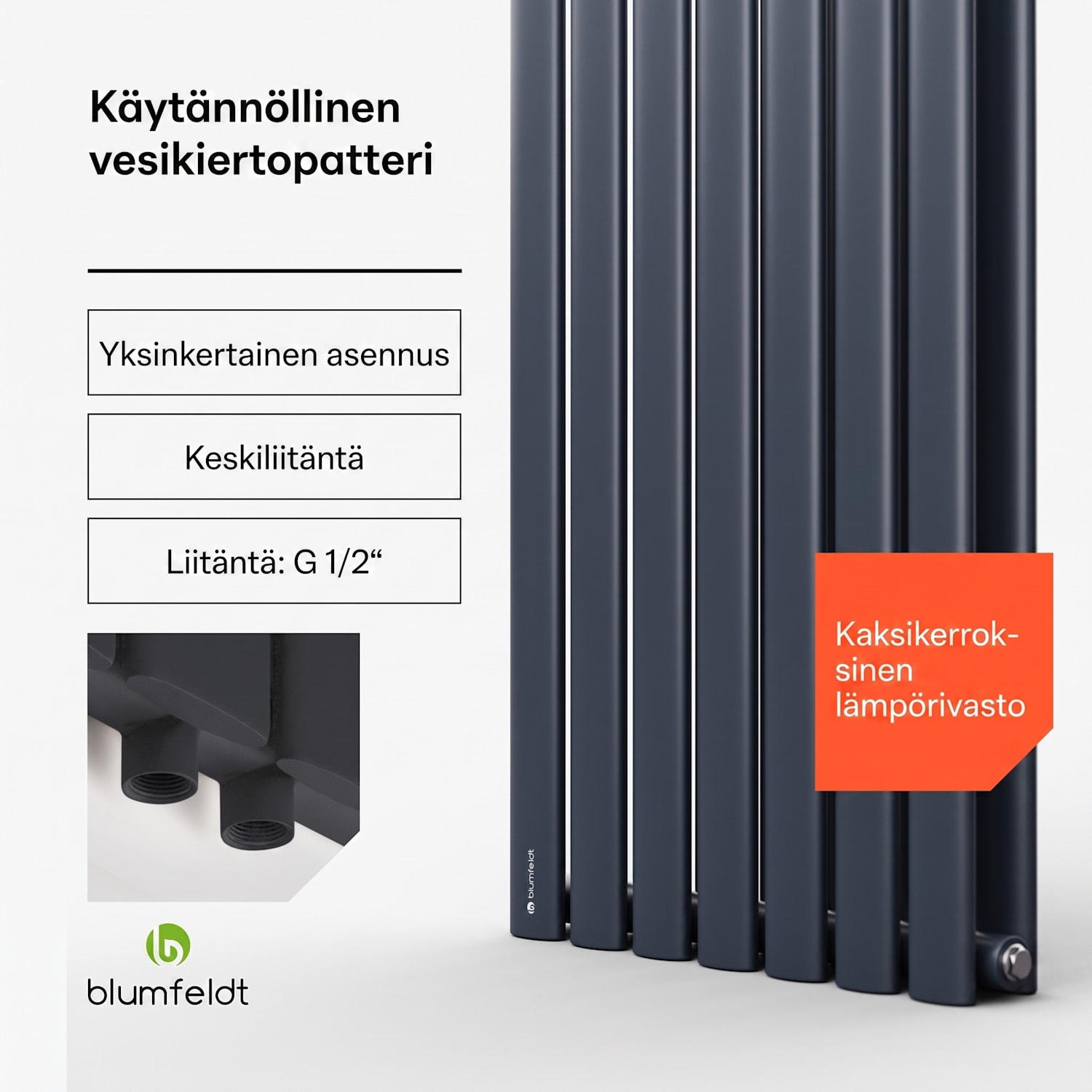 Tallheo 41 x 180 cm patteri kylpyhuonelämmitin putkilämmitin 1435 W lämmin vesi 1/2 180 x 41 cm | kaksinkertainen rivi | Antrasiitti