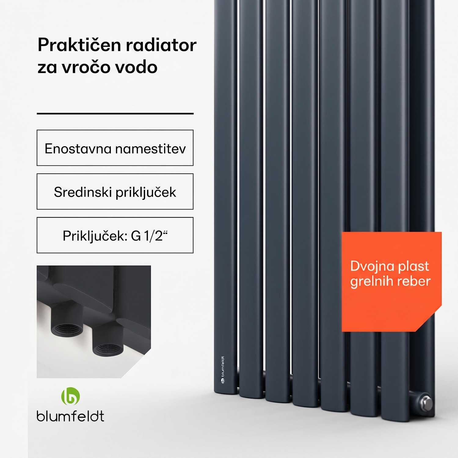 Tallheo, 41 x 180, radiator, kopalniški radiator, cevni radiator, 1435 W, sanitarna voda, 1/2 180 x 41 cm | dvojna vrstica | Antracit