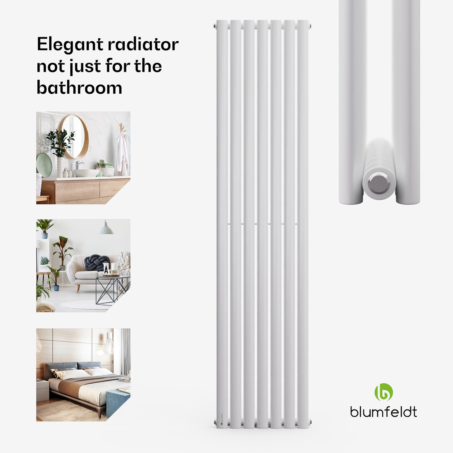 Tallheo, 41 x 180, radiátor, koupelnový radiátor, trubkový radiátor, 1435 W, teplá voda, 1/2 180 x 41 cm | dvojitý řádek | Bílá