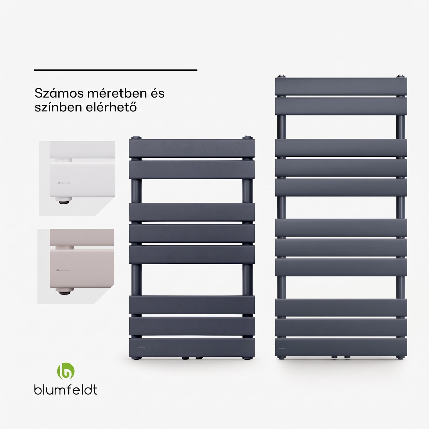 Fairmont, 50 x 107, radiátor, 509 W, meleg víz, 4 törölközőtartó, 1/2" 50 x 107 cm | Antracit
