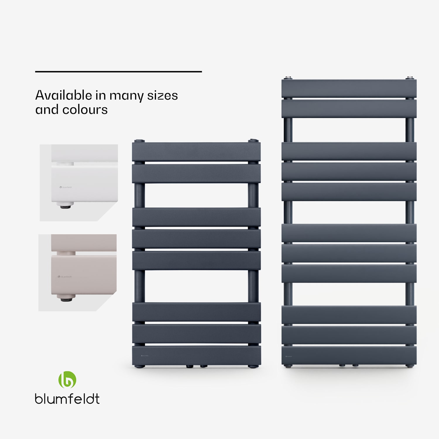 Fairmont, 50 x 107, radiátor, 509 W, teplá voda, 4 držáky na ručníky, 1/2" 50 x 107 cm | Antracit