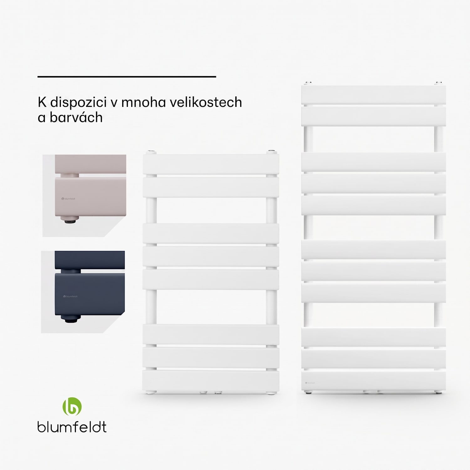 Fairmont, 50 x 107, radiátor, 509 W, teplá voda, 4 držáky na ručníky, 1/2" 50 x 107 cm | Bílá