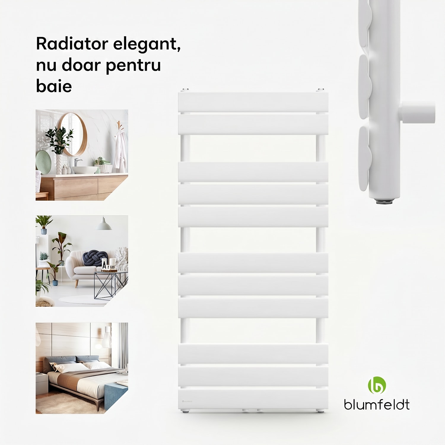 Fairmont, 50 x 107, radiator, 509 W, apă caldă, 4 șine pentru prosoape, 1/2" 50 x 107 cm | Alb