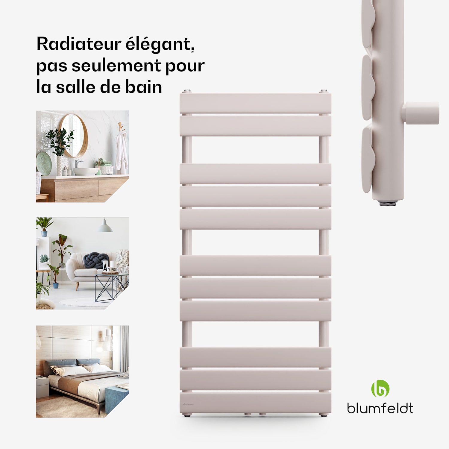 Radiateur Fairmont 50 x 107, 509 W eau chaude 4 sèche-serviettes 1/2" 50 x 107 cm | Sable