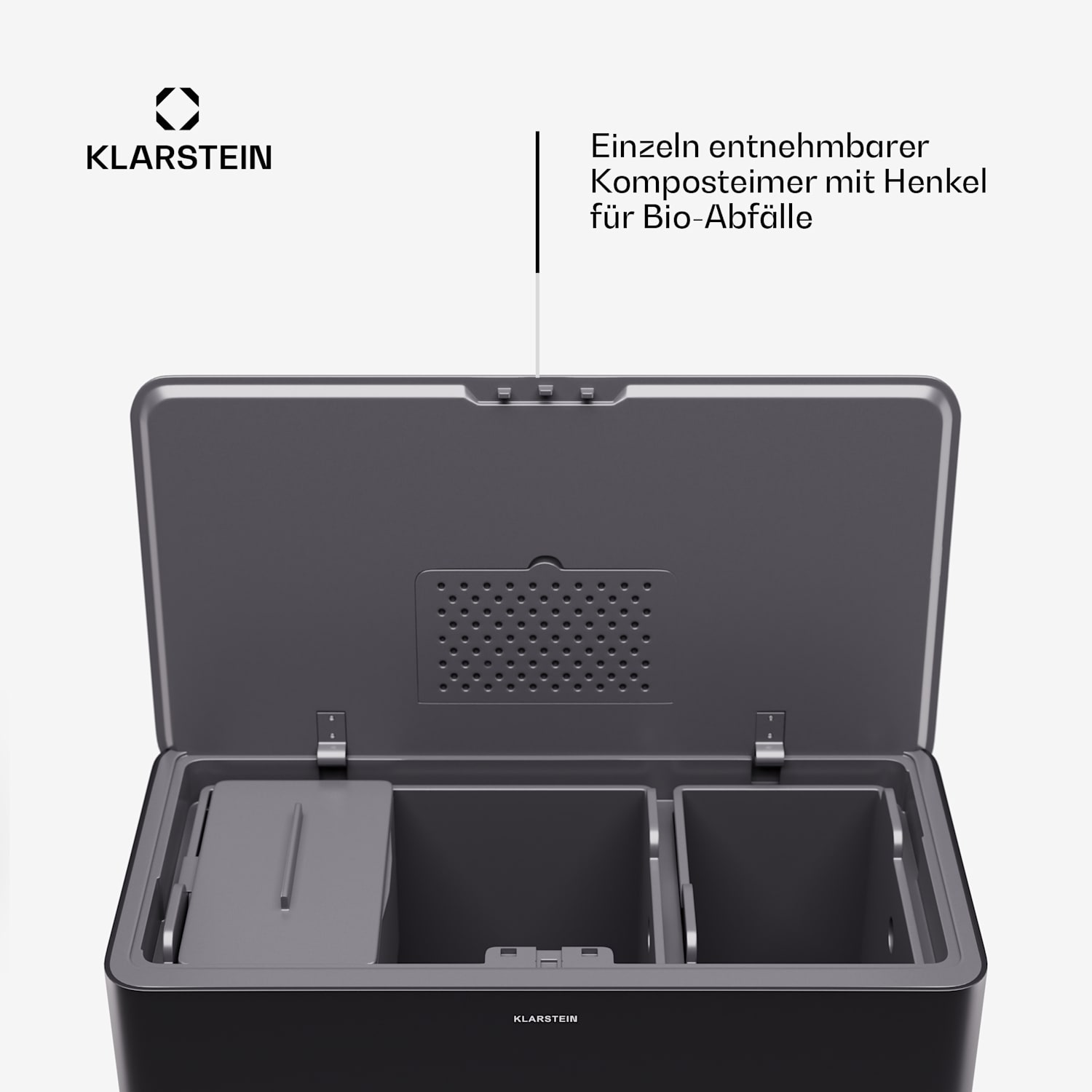 Yuma Mülleimer 40 L inkl. Komposteimer mit Standbeinen Geruchsfilter 40 Ltr | Schwarz