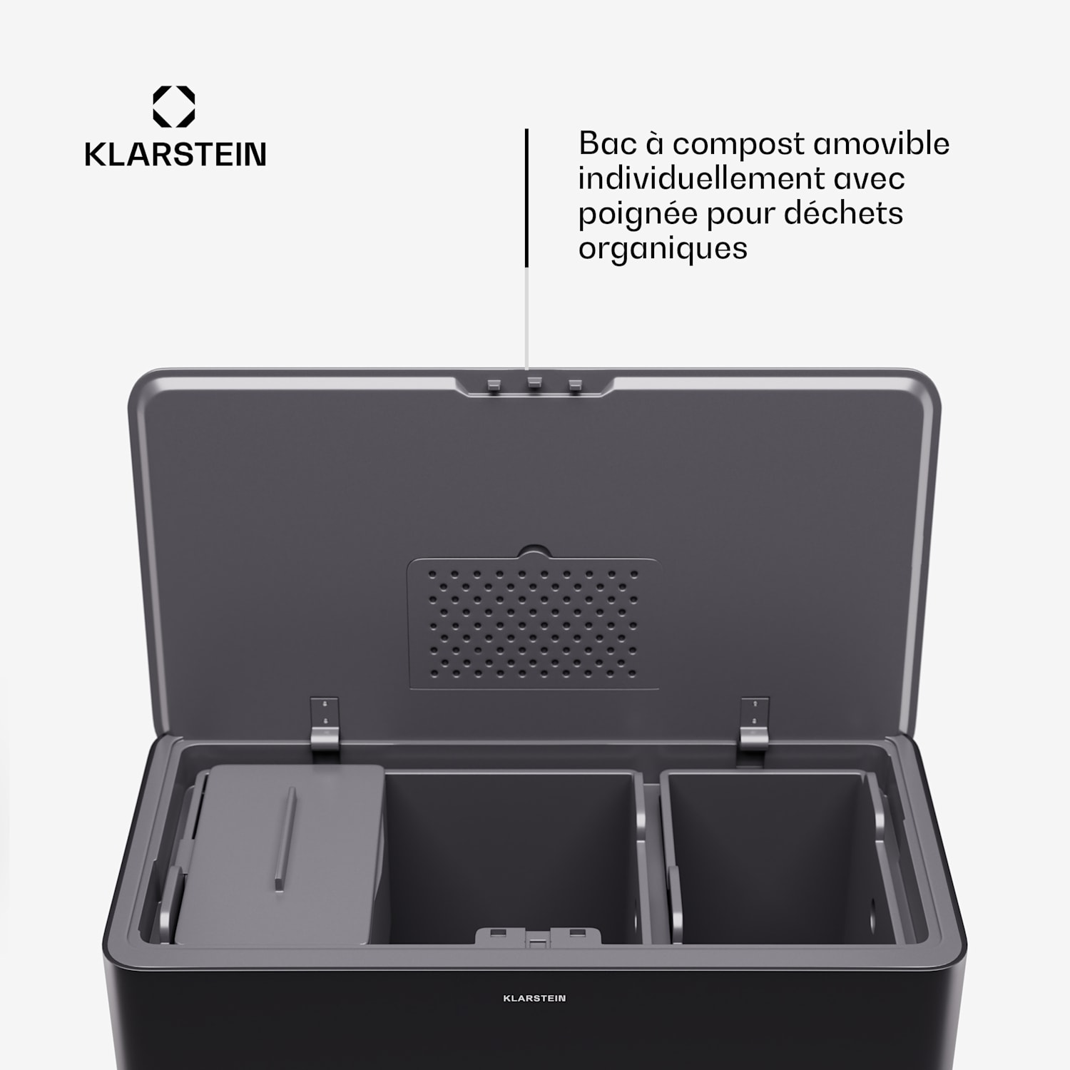 Yuma afvalbak 40 L incl. compostemmer met pootjes geurfilter 40 ltr | Zwart