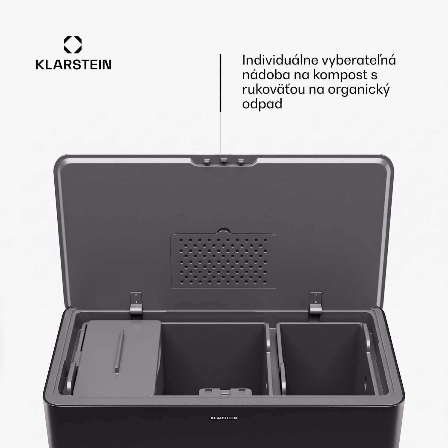 Yuma, odpadkový kôš, 40 l, vrátane kompostéra, s nožičkami, pachový filter 40 L | Čierna