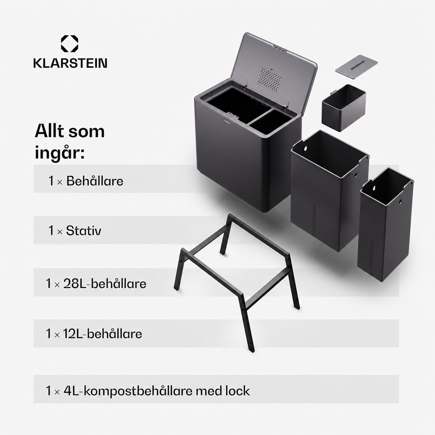Yuma Sophink 40 liter inkl. kompostbehållare med ben och luktfilter 40 L | Svart