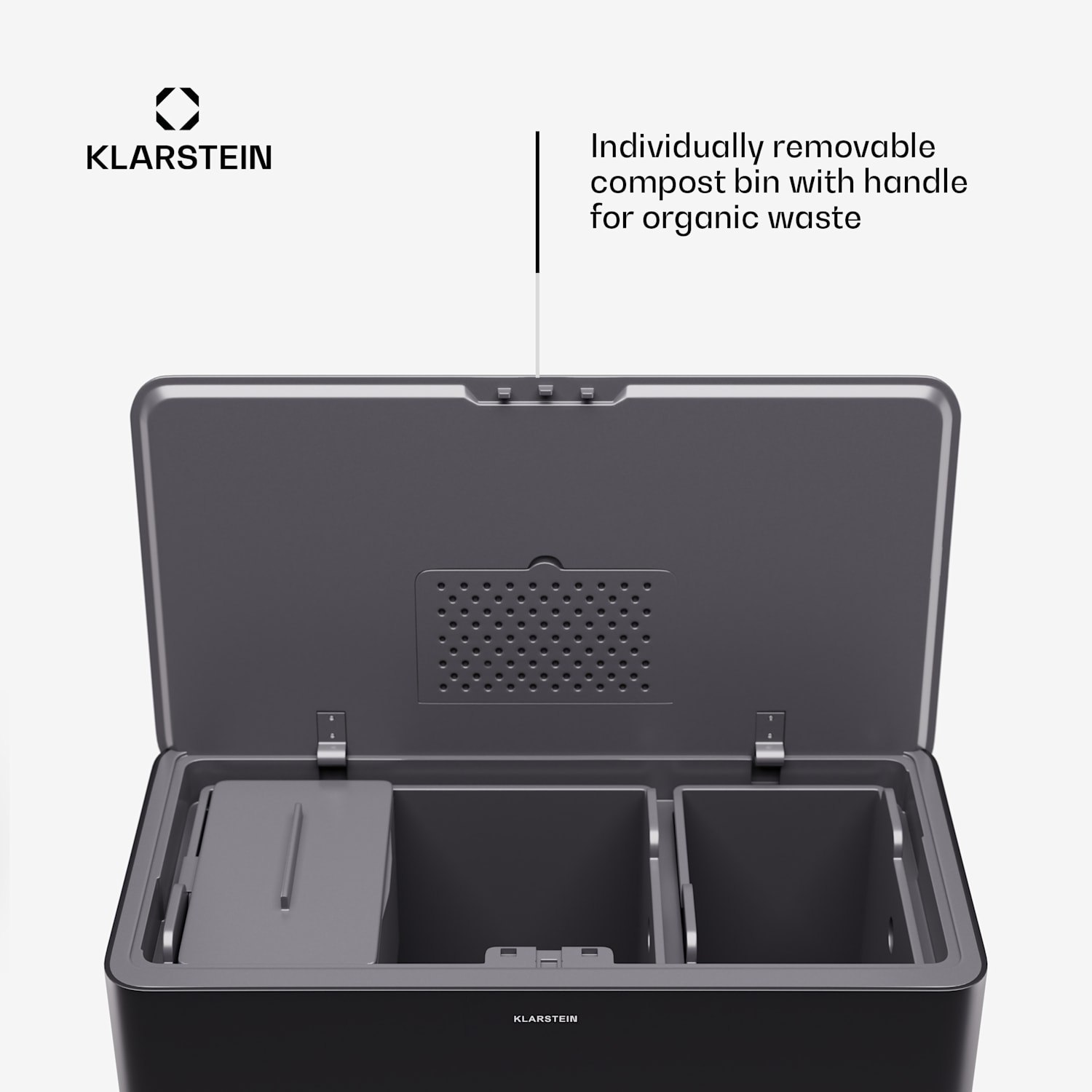 Yuma afvalbak 40 L incl. compostemmer met pootjes geurfilter 40 ltr | Zwart