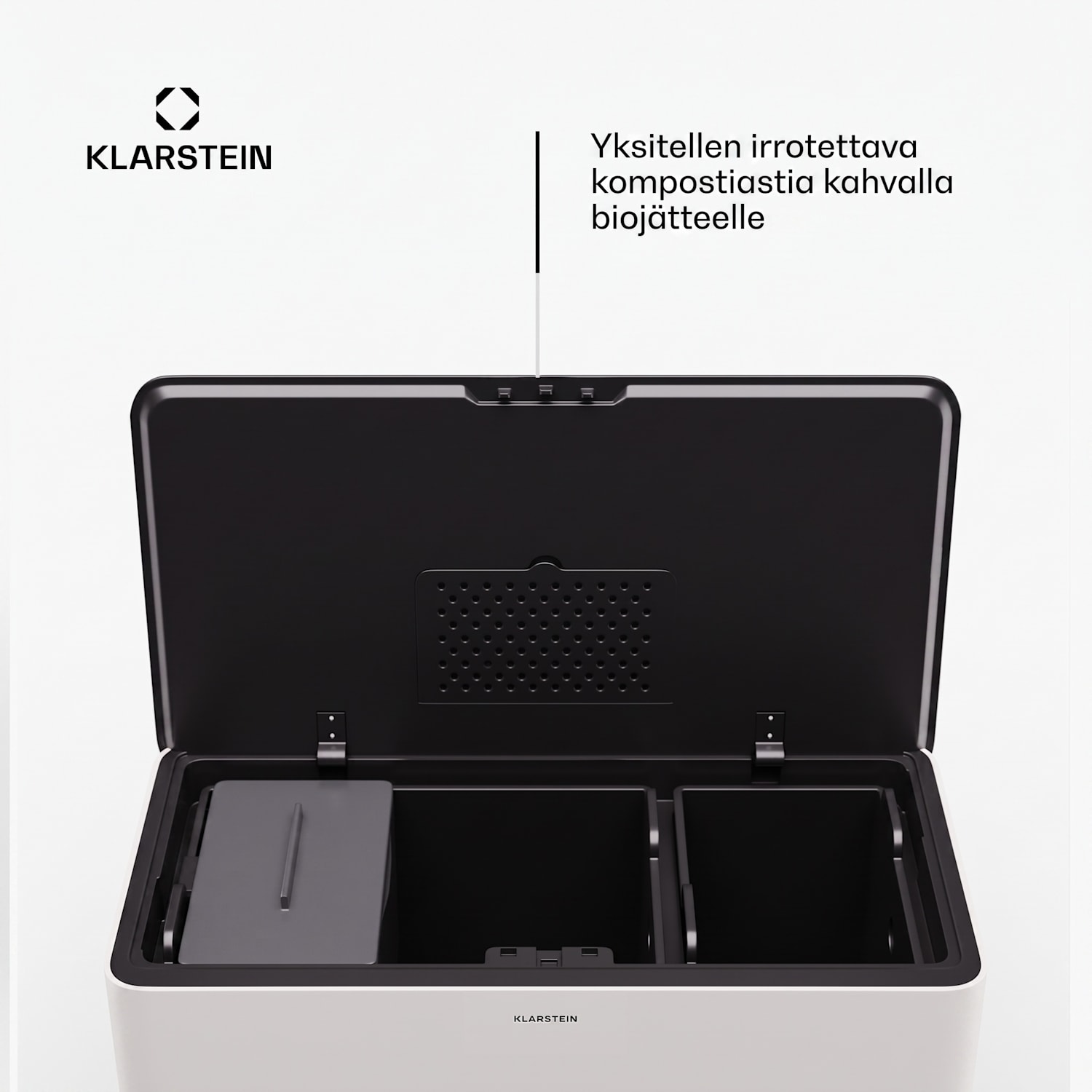 Yuma jäteastia 40 l sis. kompostisäiliön, jalat ja hajusuodattimen 40 L | Valkoinen
