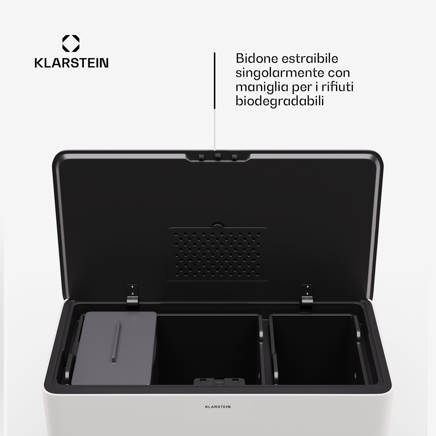 Yuma - Cestino dei rifiuti da 40 L, incluso il contenitore per il compost, con gambe d'appoggio, filtro antiodore 40 Ltr | Bianco