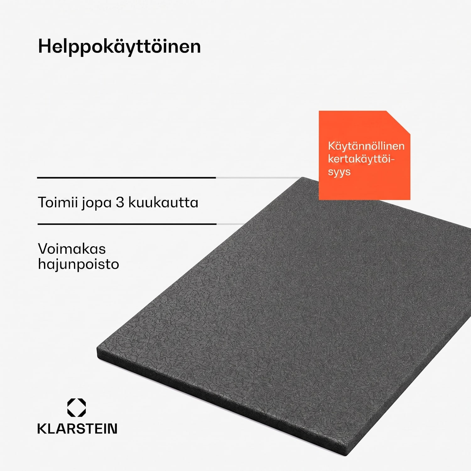 Jäteastian hajusuodatin aktiivihiilellä 5 kerrosta voimakkaaseen hajun imeytymiseen toimii jopa 3 kuukauden ajan käyttö keittiö- ja biojäteastiassa 4 kpl per pakkaus 