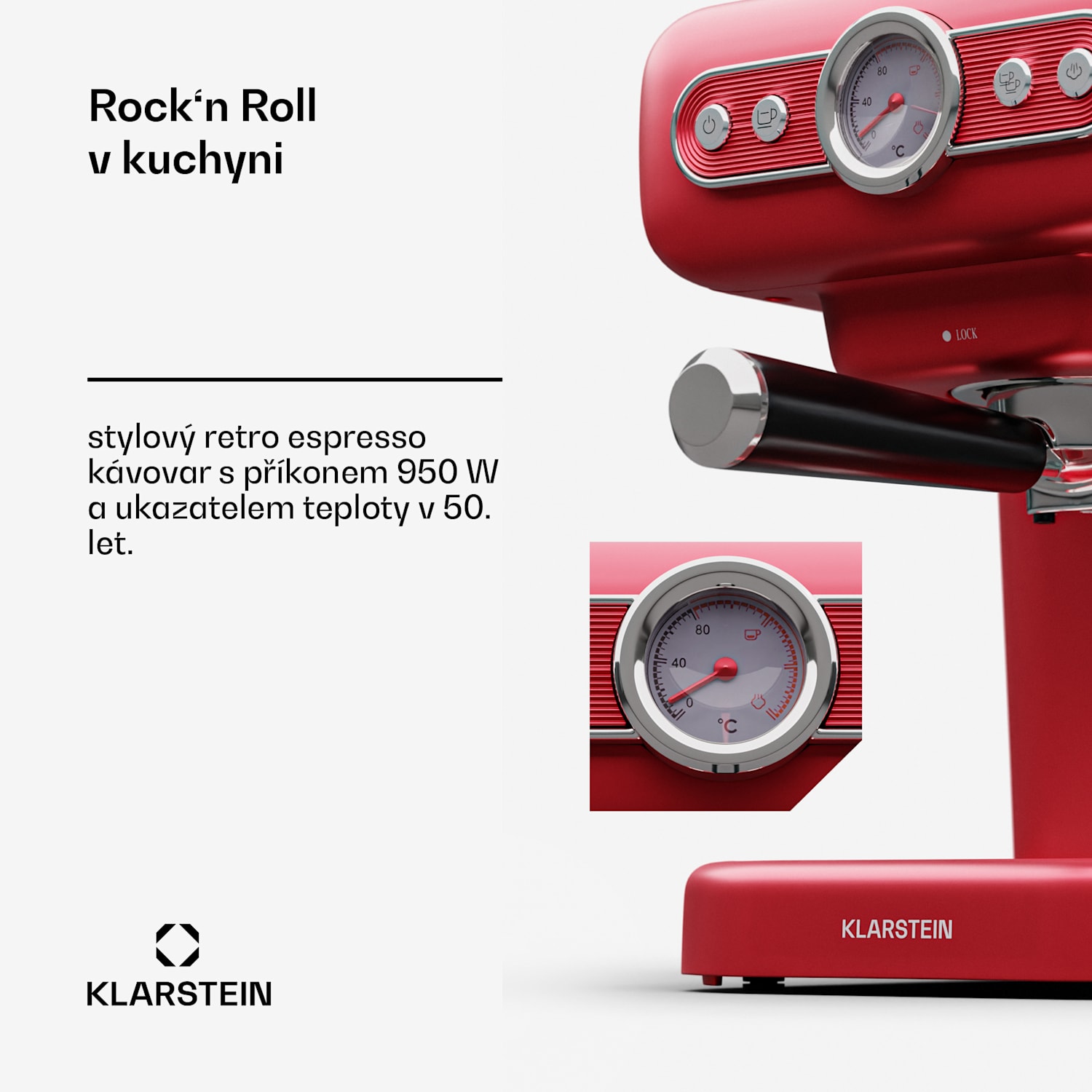 Espressionata Evo, espresso kávovar, 950W, 19 bar, 1,2 l Červená