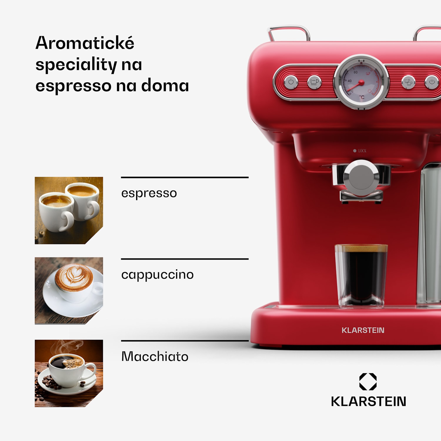 Espressionata Evo, espresso kávovar, 950W, 19 bar, 1,2 l Červená