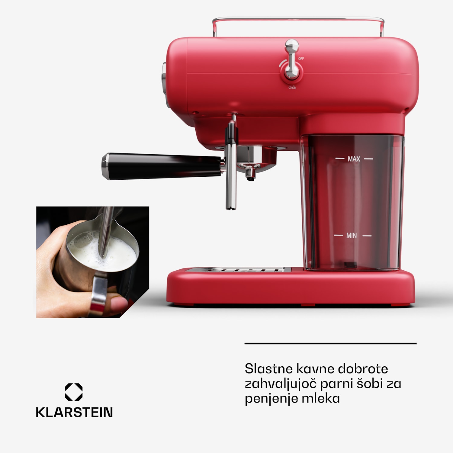 Espressionata Evo Espresso aparat, 950W, 19 barov, 1,2L Rdeča