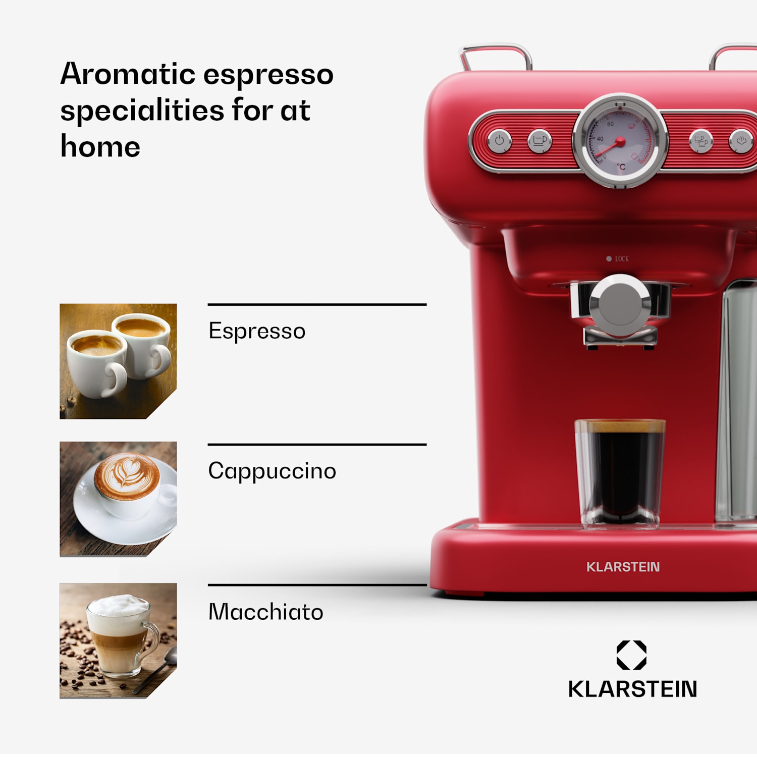 Espressionata Evo -espressokeitin 950W 19 baaria 1,2l 2 kuppia Punainen