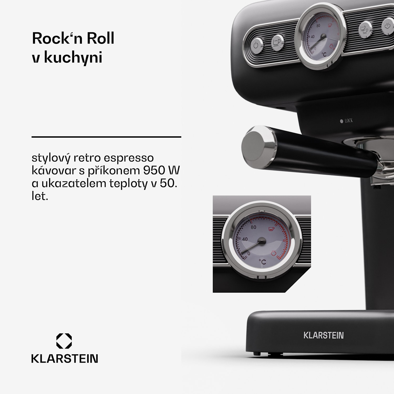 Espressionata Evo, espresso kávovar, 950W, 19 bar, 1,2 l, 2 šálky Černá