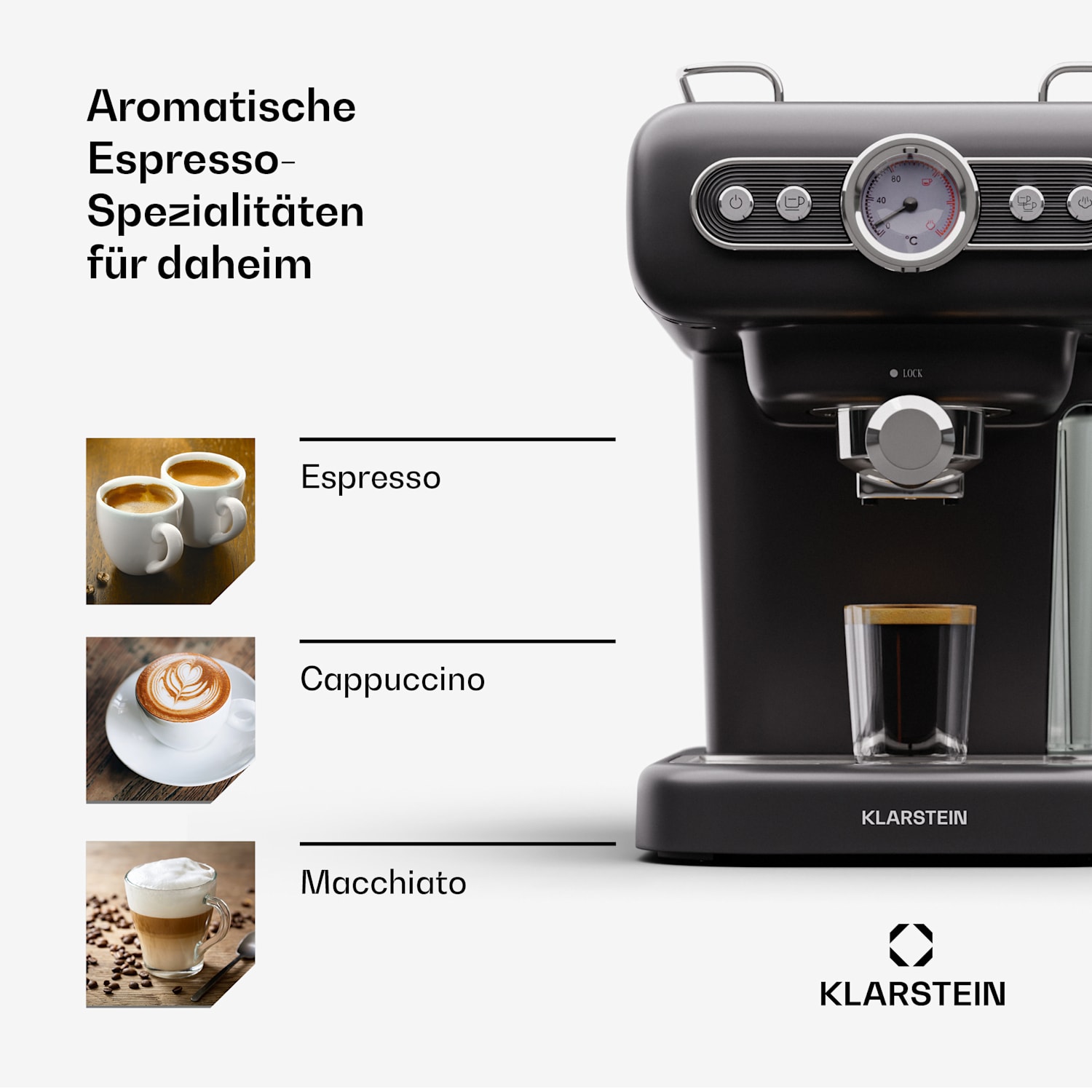 Espressionata Evo Espressomaschine 950W 19 Bar 1,2L 2 Tassen Schwarz