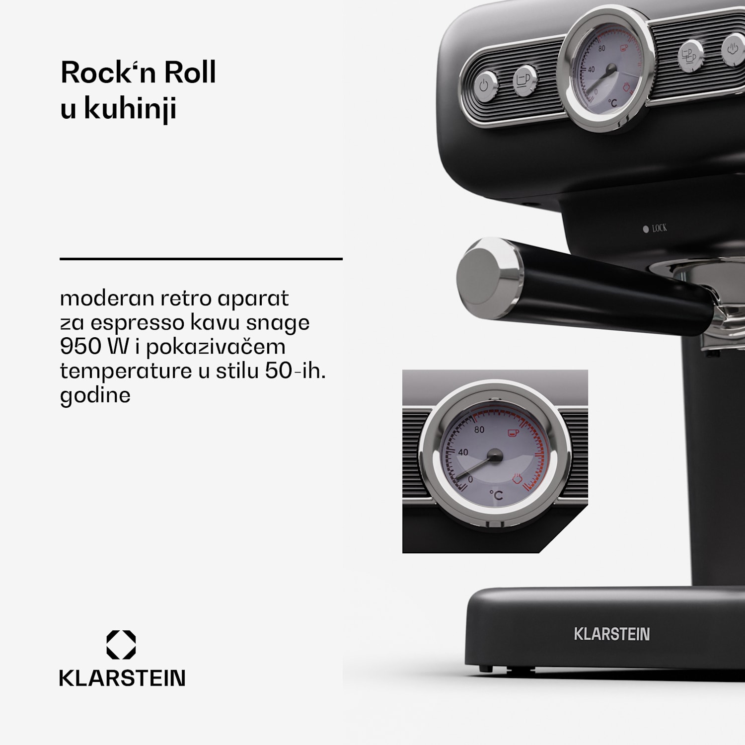 Espressionata Evo Espresso aparat, 950 W, 19 bara, 1,2 L, 2 šalice Crna
