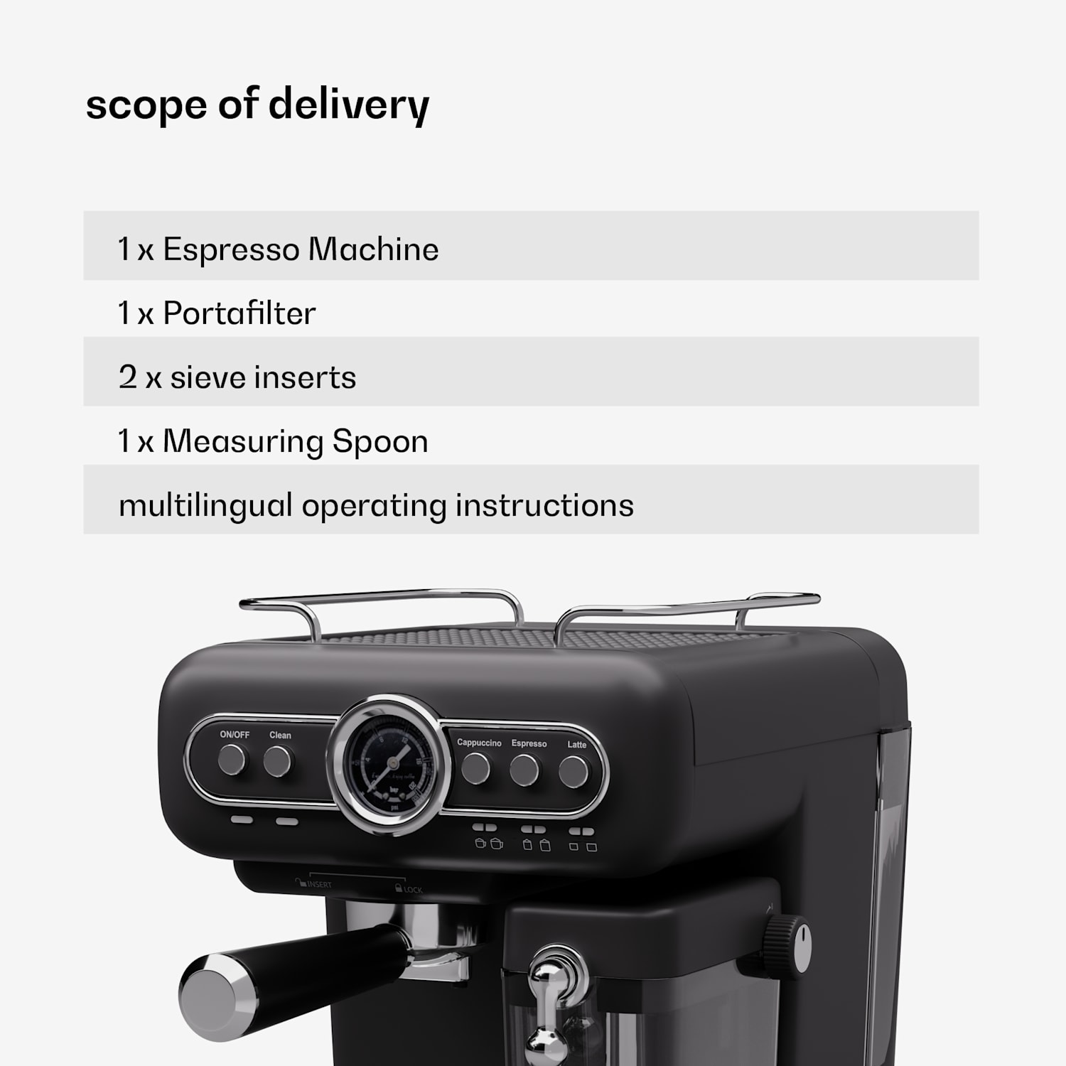 Máquina de café expresso Espressionata Evo 1350W 19 bar 1,2 L 2 chávenas Preto