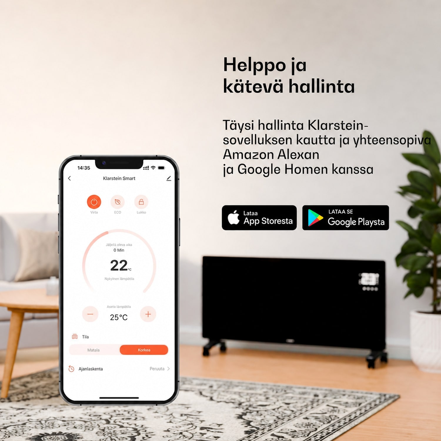 Bornholm Smart 1500 -konvektorilämmitin 1500 W WiFi LED IP24 1500 W | Kyllä | Valkoinen