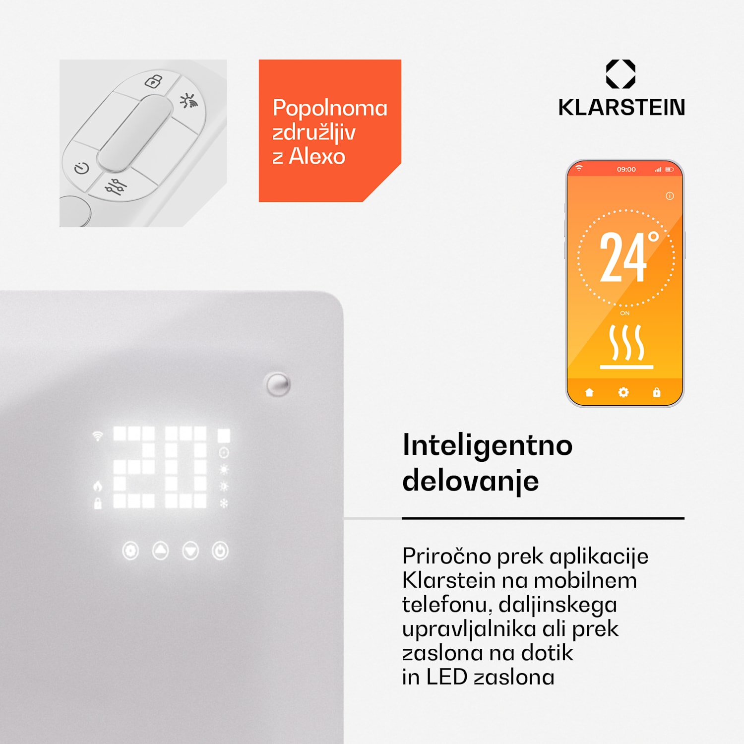 Bornholm Smart 1500, konvekcijski grelnik, 1500 W, WiFi, LED, IP24 1500 W | Da | Bela