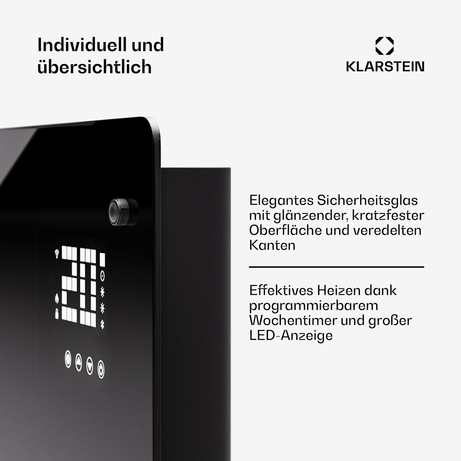 Bornholm Smart 1500 - Stufa a convezione, 1500 W, WiFi, LED, IP24 1500 W | Sì | Nero