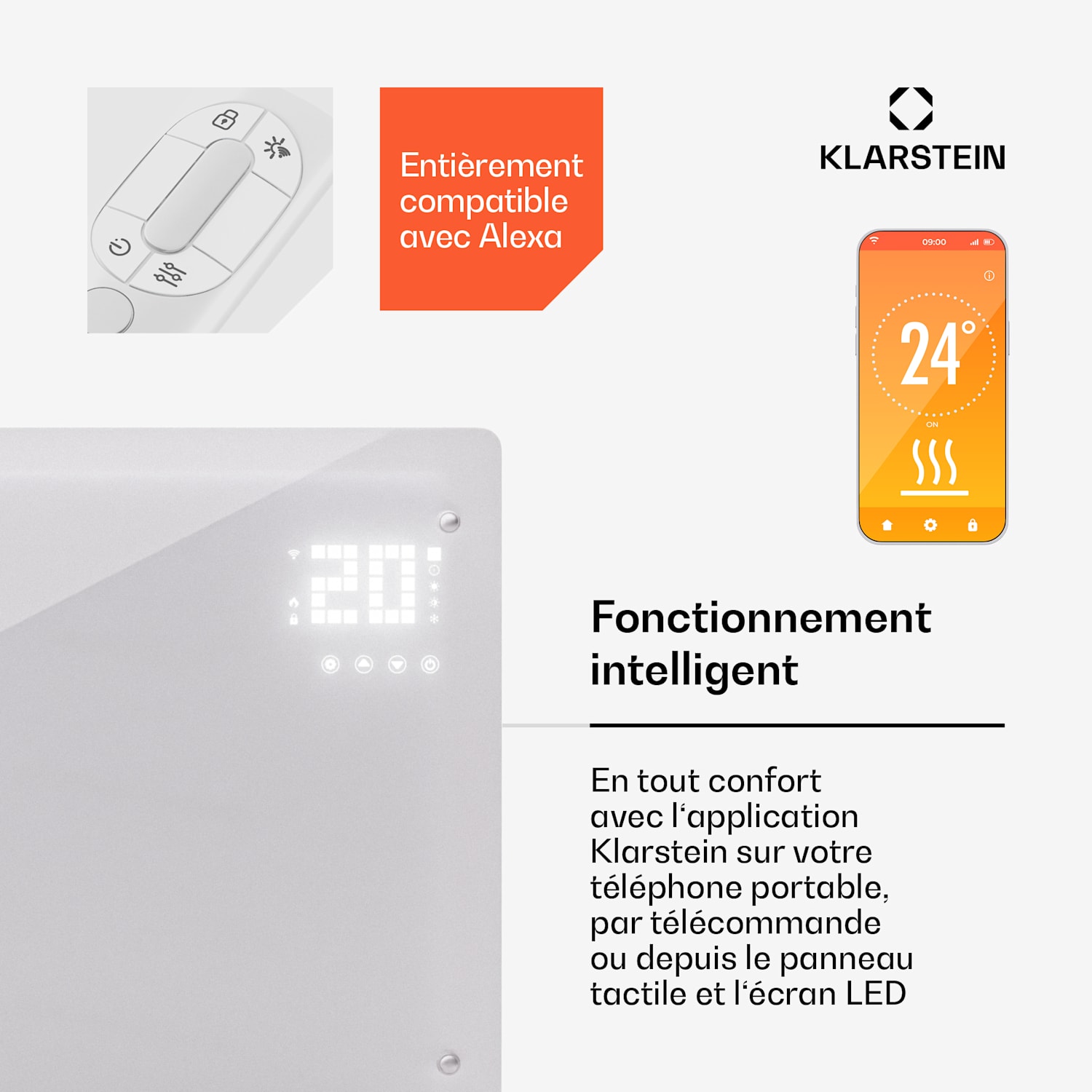 Bornholm Smart 2500 convecteur 2500 W WiFi LED IP24 
