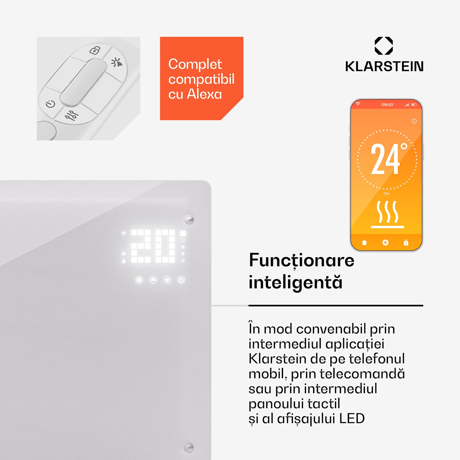 Bornholm Smart 2500, încălzitor, 2500W, WiFi, LED, IP24 2500 W | Da | Alb