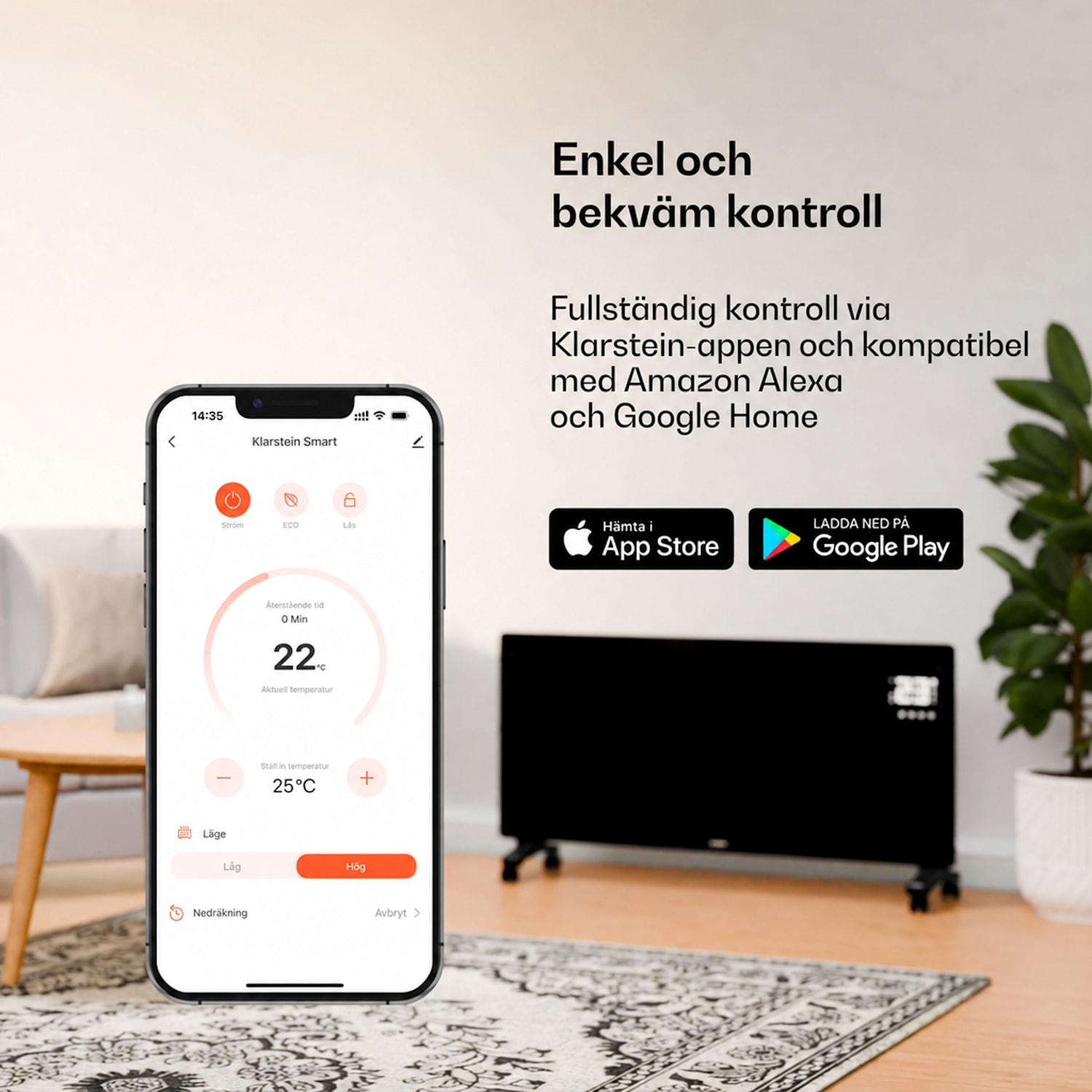 Bornholm Smart 2500 värmeelement 2500 W wifi LED IP24 2500 W | Ja | Vit