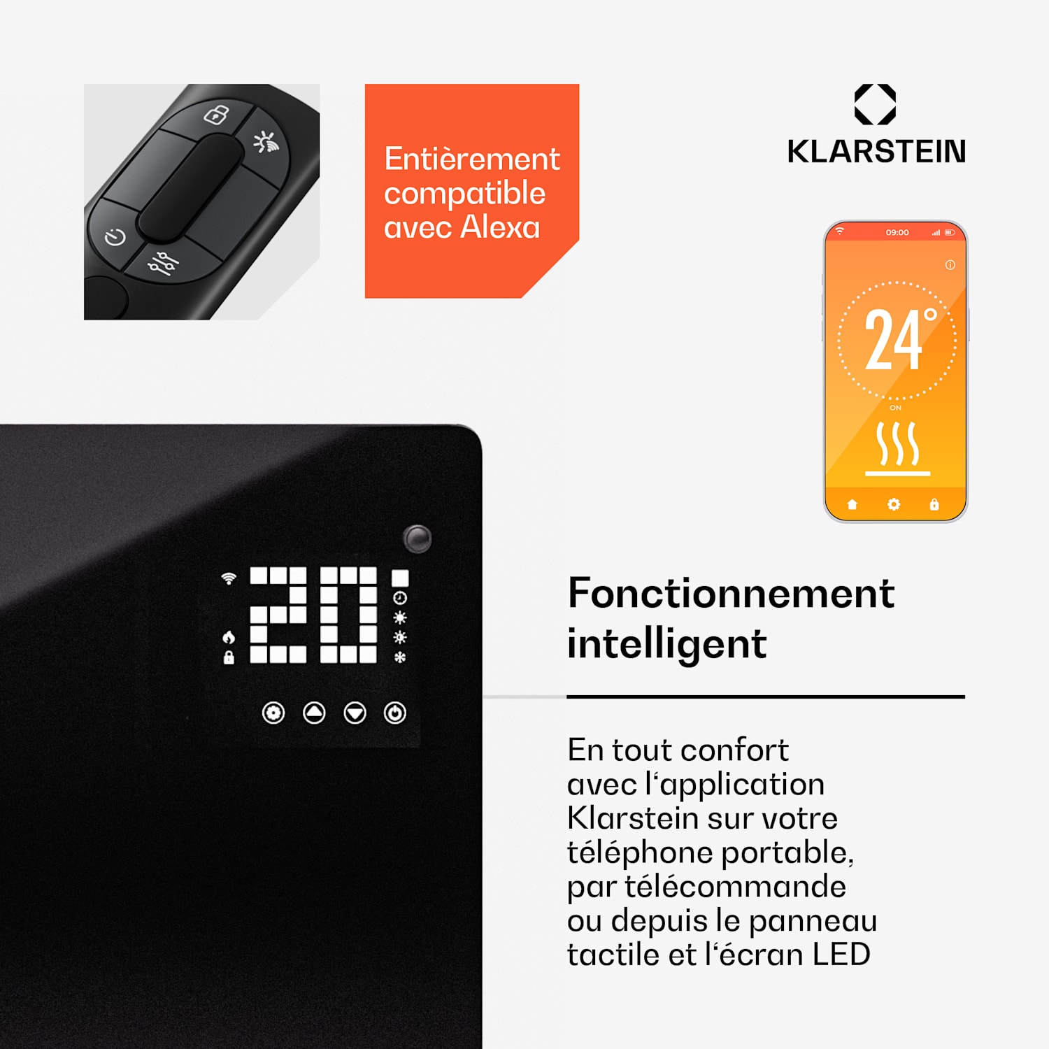 Bornholm Smart 2500 convectieverwarming 2500W wifi led IP24 2500 W | Ja | Zwart