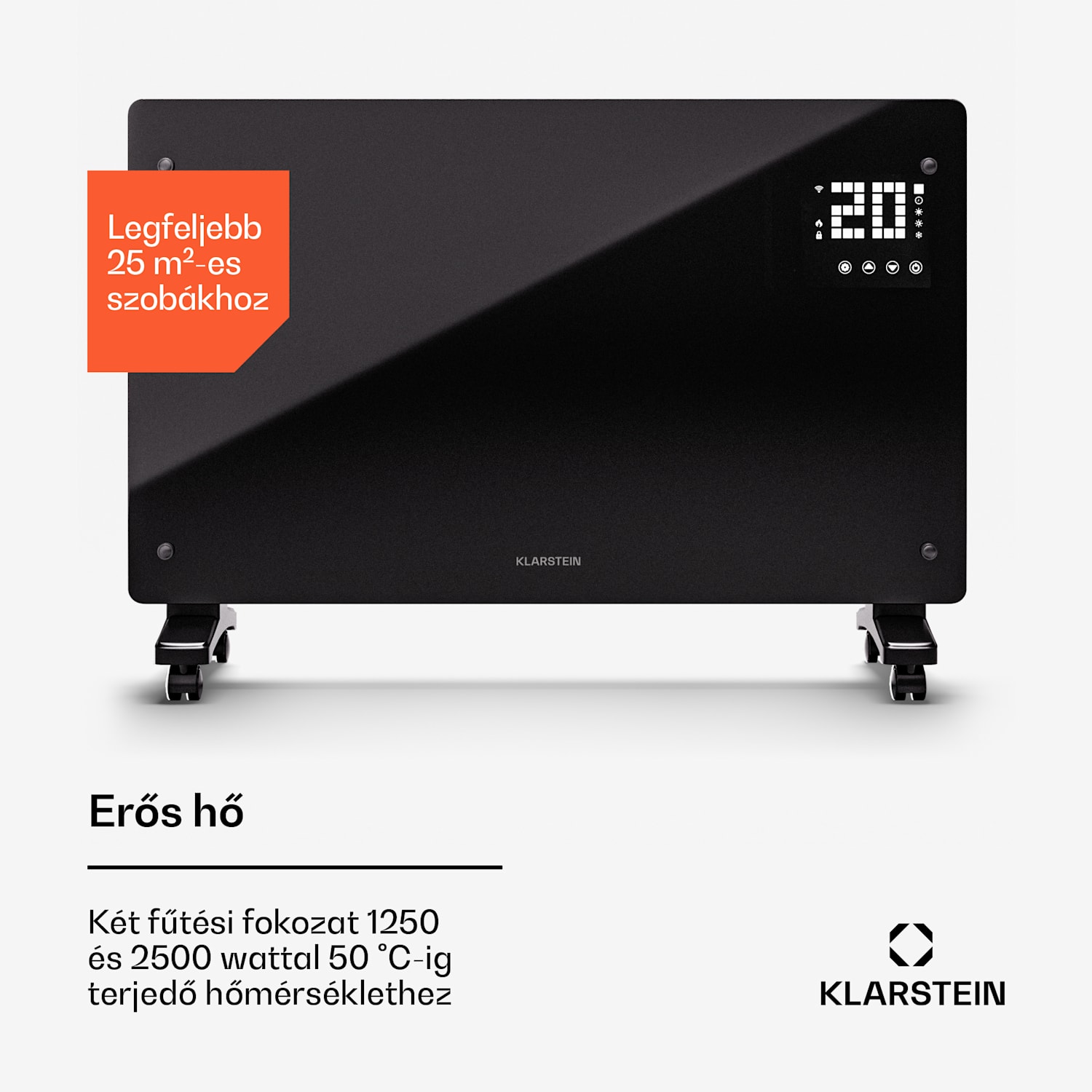 Bornholm Smart 2500, konvektor, 2500 W, WiFi, LED, IP24 2500 W | Igen | Fekete