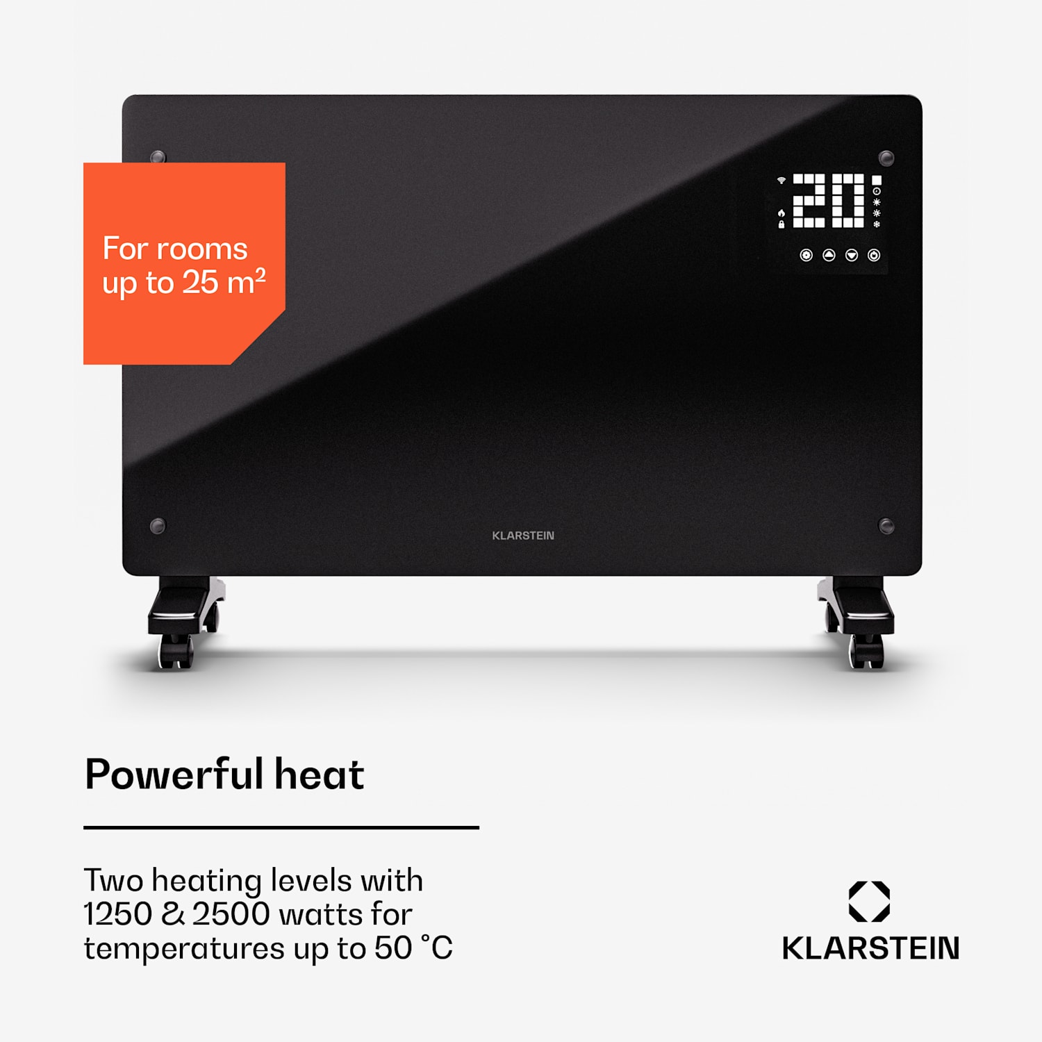 Bornholm Smart 2500 -konvektorilämmitin 2500 W WiFi LED IP24 2500 W | Kyllä | Musta