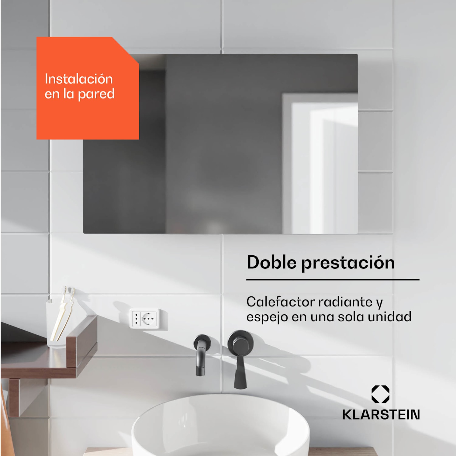 Marvel Mirror 600 Calentador infrarrojo 600W Espejo con temporizador semanal 100 x 60 cm | 600 W