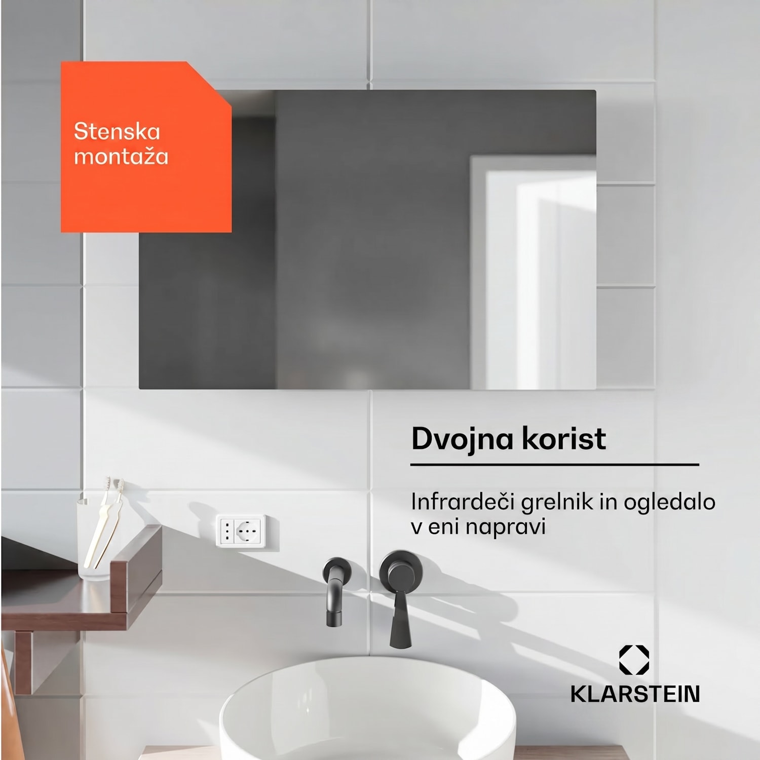 Marvel Mirror 600, infrardeči grelnik, 600 W, tedenski časovnik, ogledalo 100 x 60 cm | 600 W