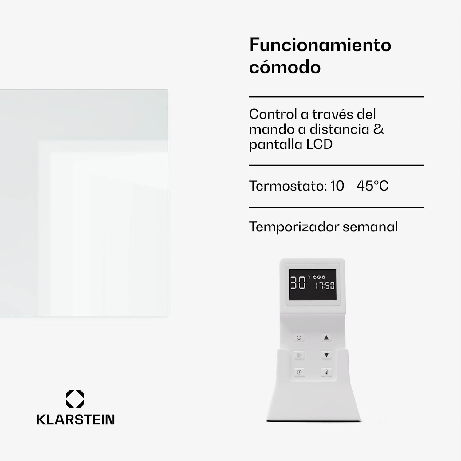 Marvel Mirror 720 Calentador infrarrojo 720W Espejo con temporizador semanal Cuadrado | 720 W
