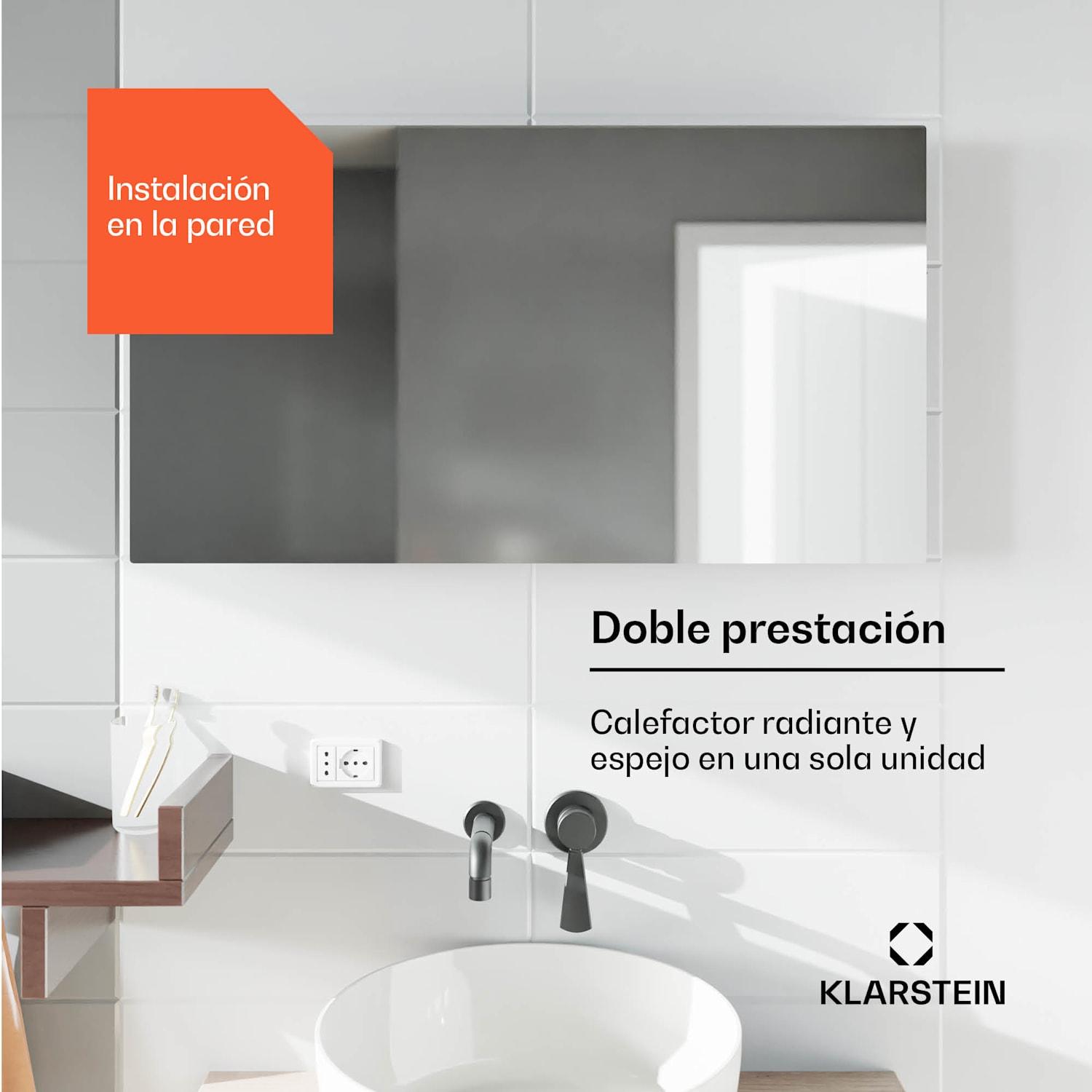 Marvel Mirror 720 Calentador infrarrojo 720W Espejo con temporizador semanal Cuadrado | 720 W